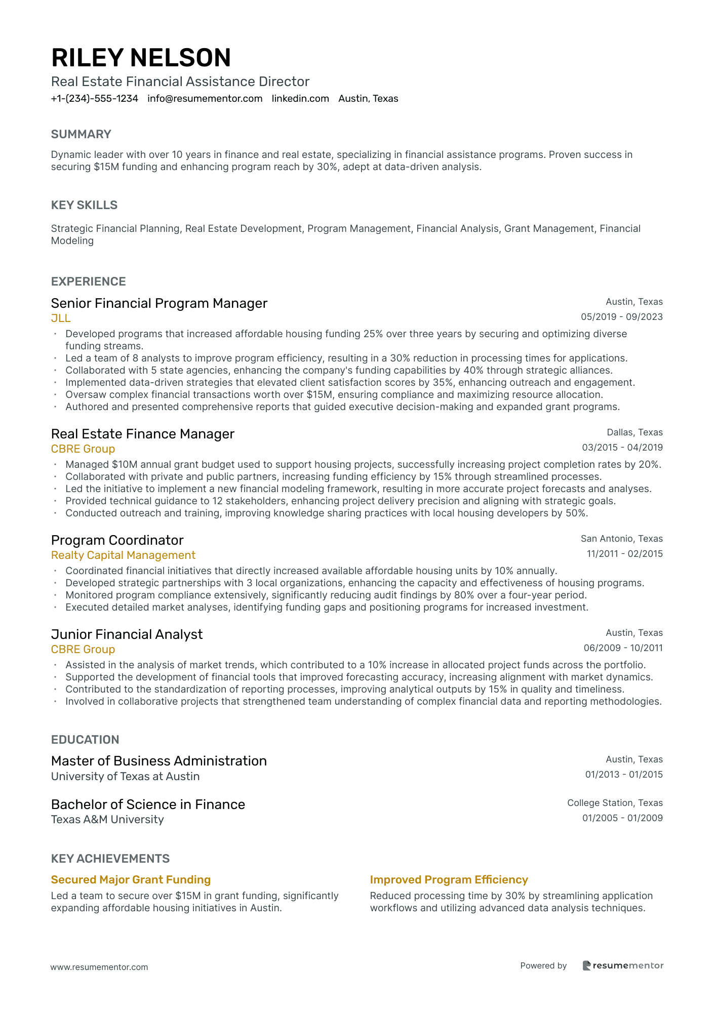 Real Estate Financial Assistance Director