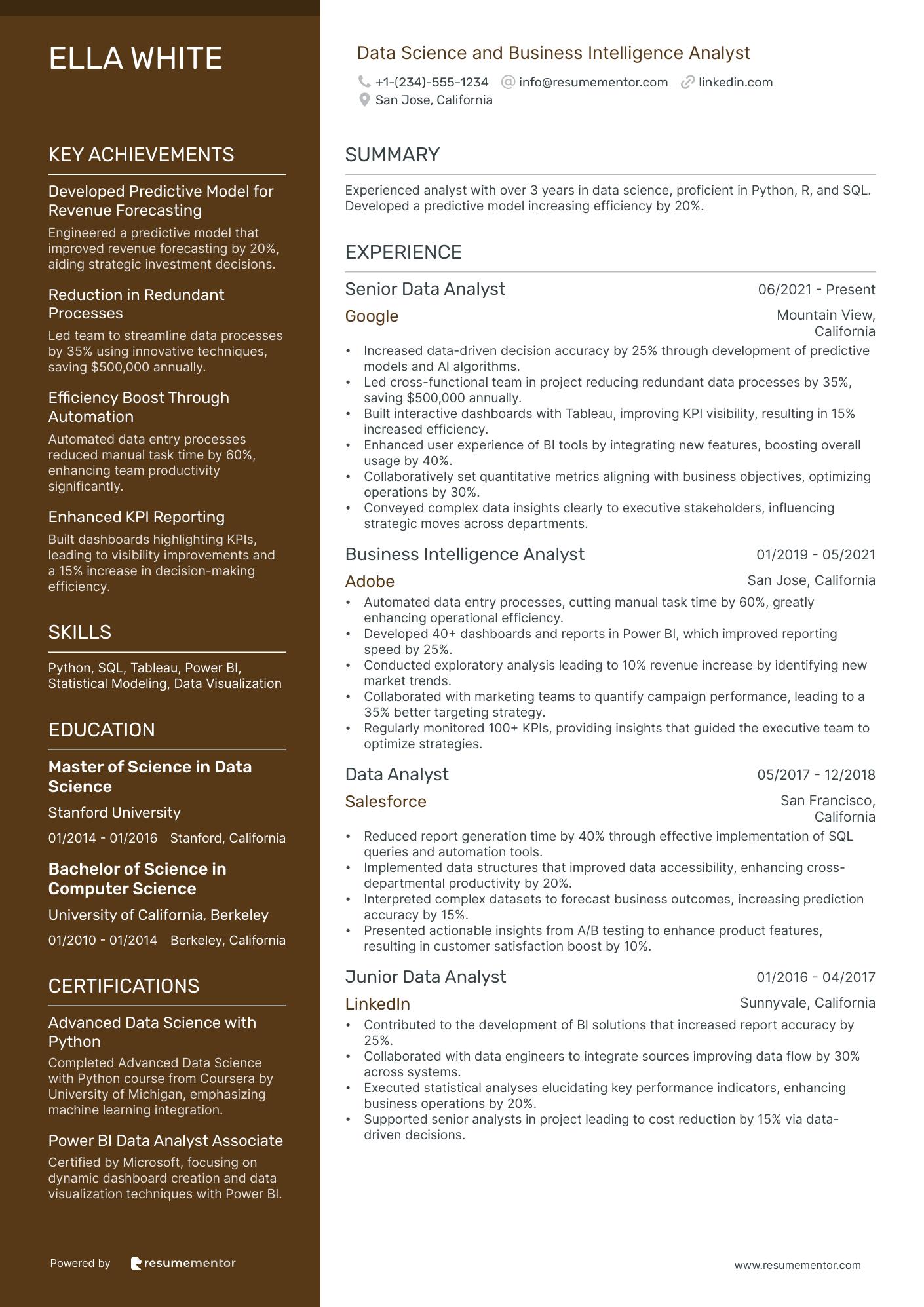 Data Science and Business Intelligence Analyst