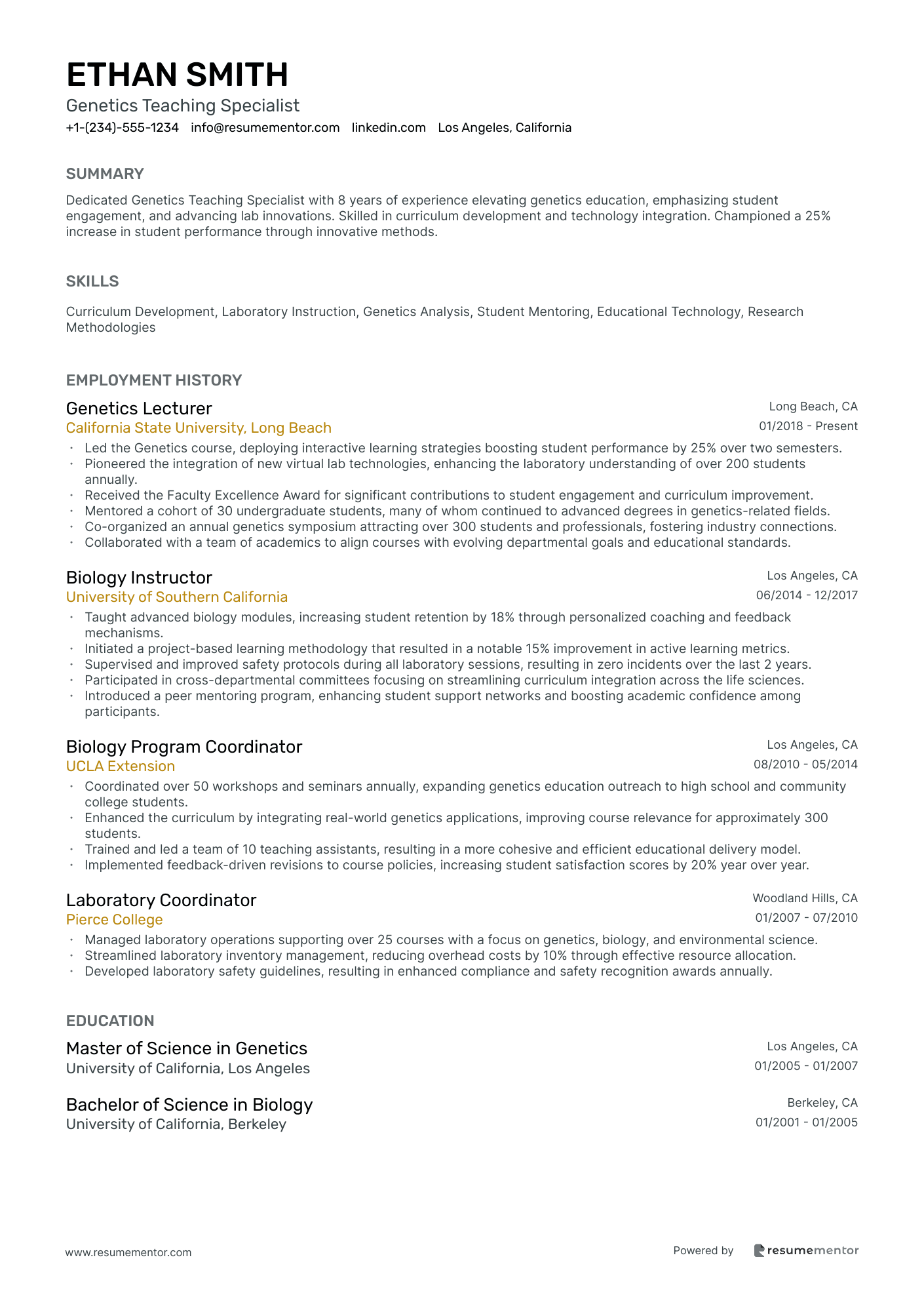 Genetics Teaching Specialist