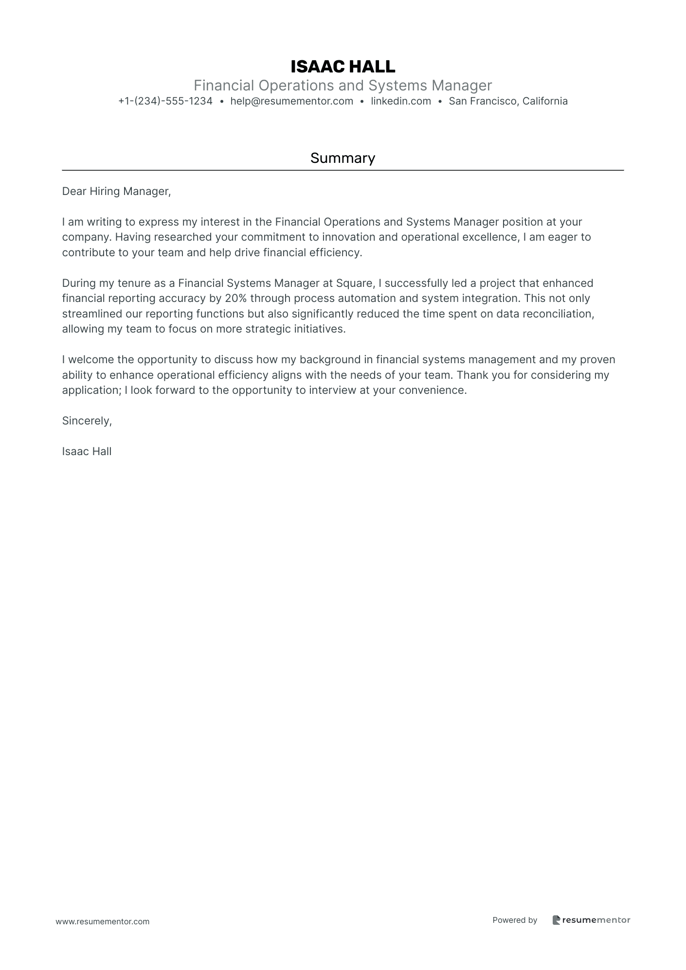 Financial Operations and Systems Manager