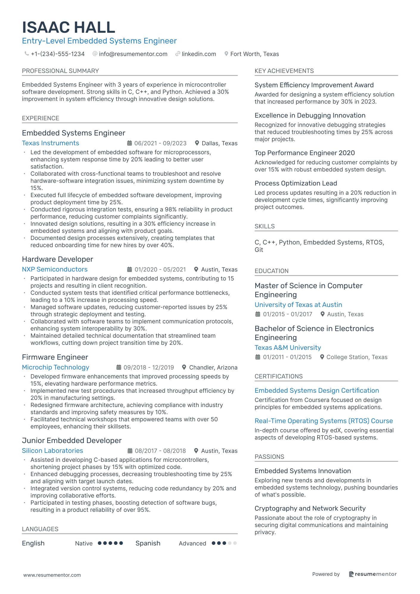 Entry Level Embedded Systems Engineer