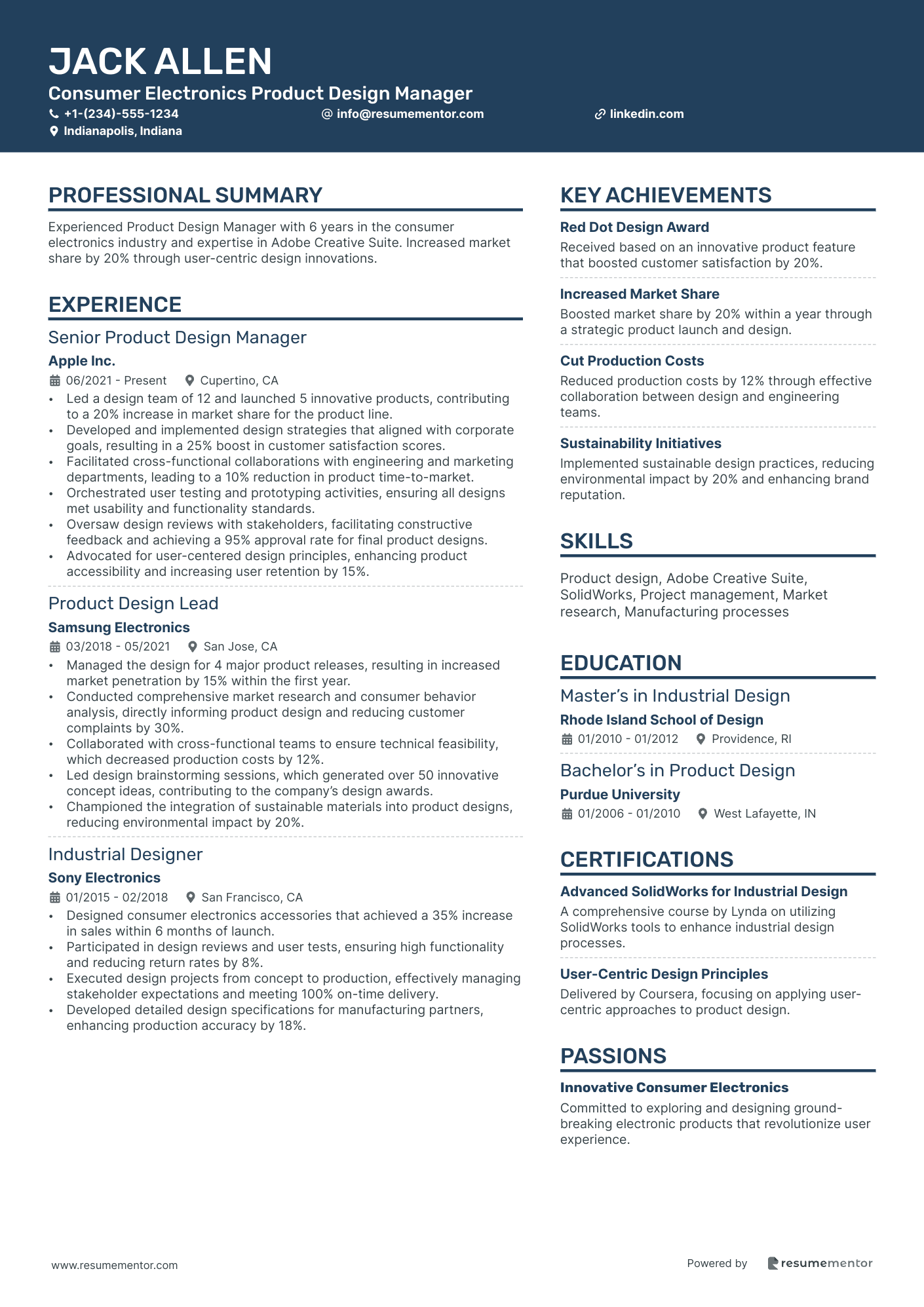 Consumer Electronics Product Design Manager