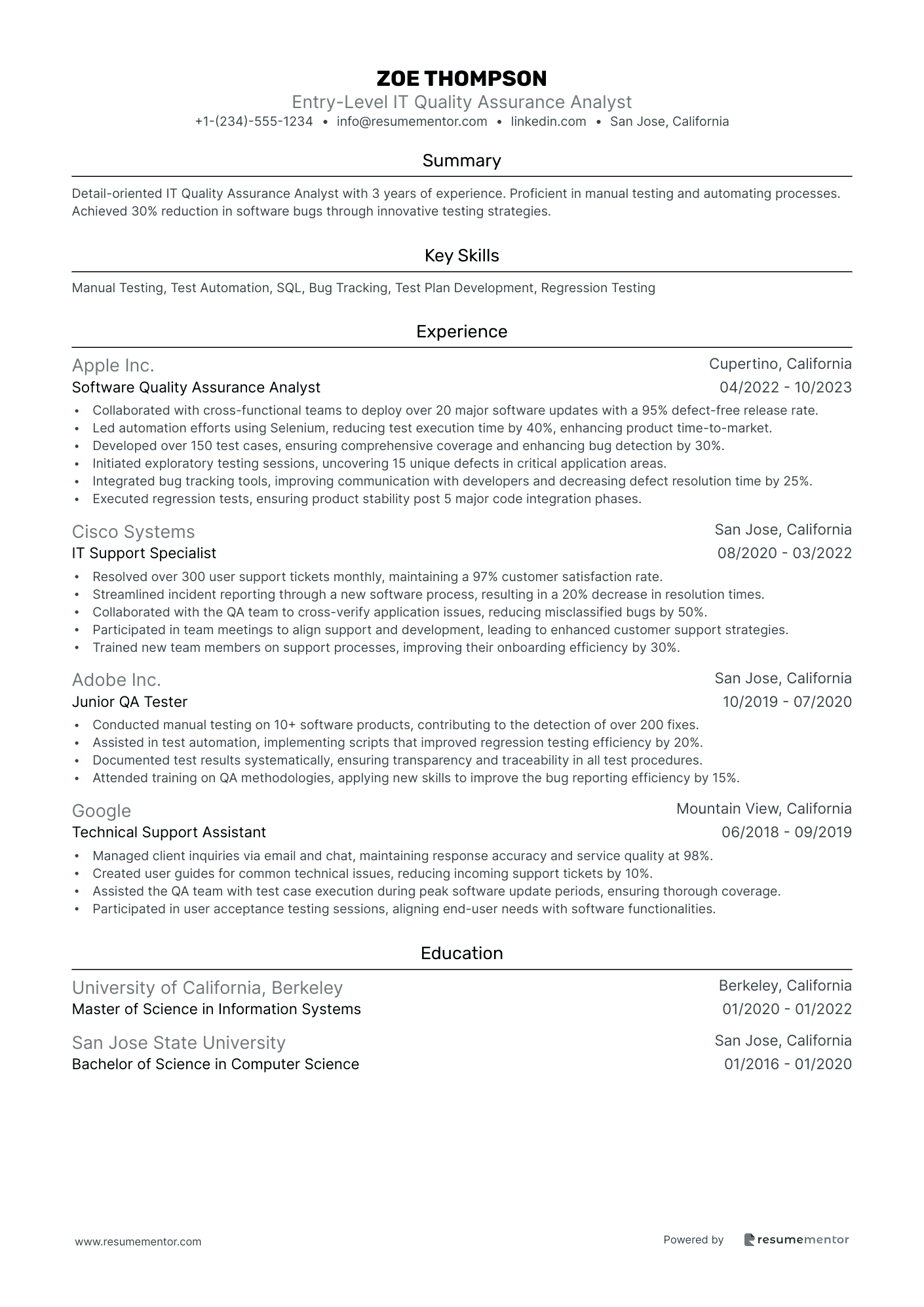 Entry Level IT Quality Assurance Analyst
