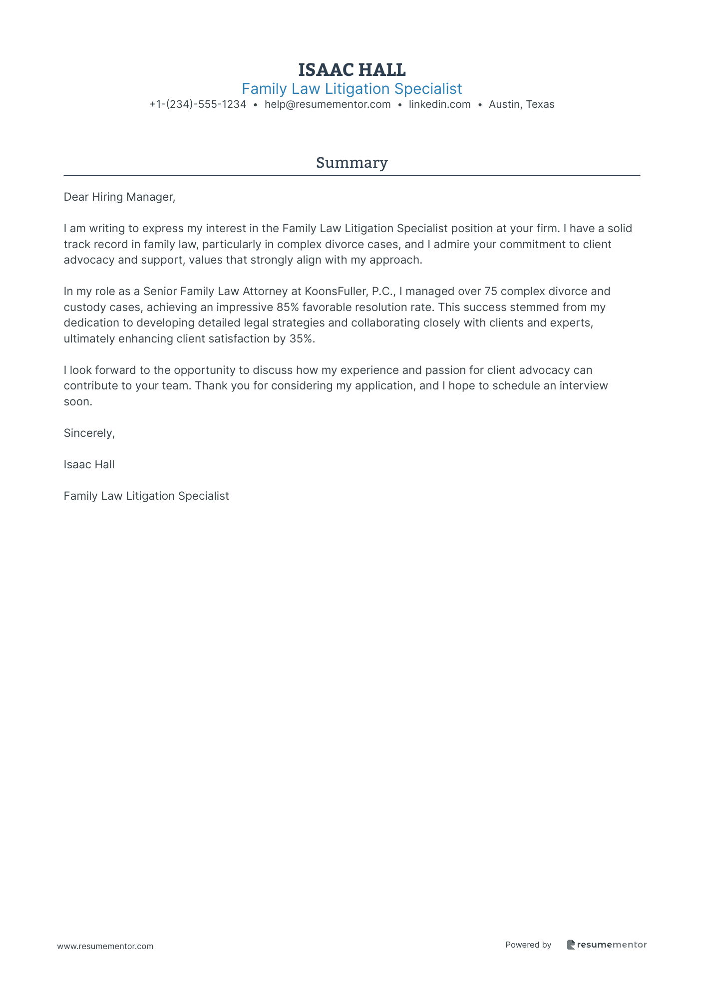 Family Law Litigation Specialist