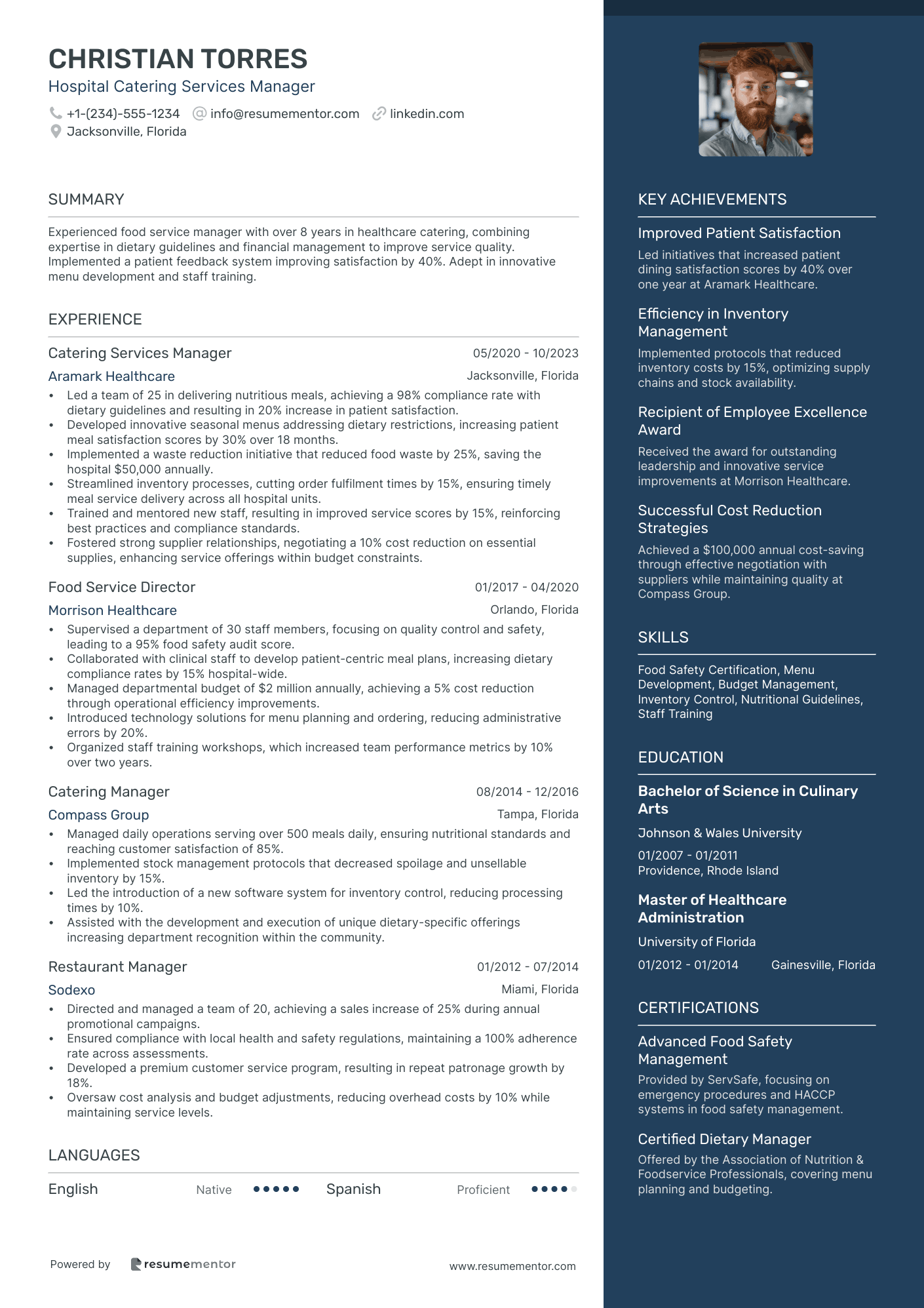 Hospital Catering Services Manager