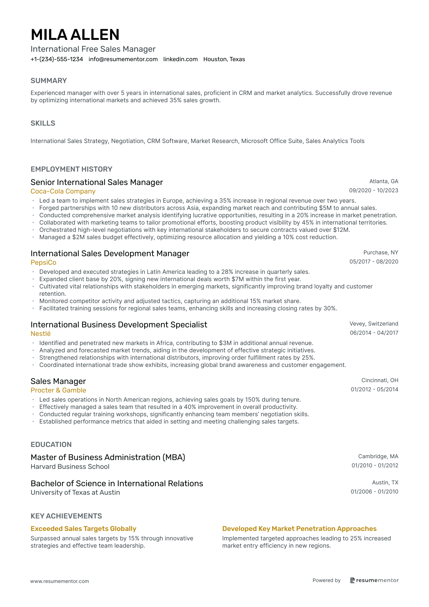 International Free Sales Manager