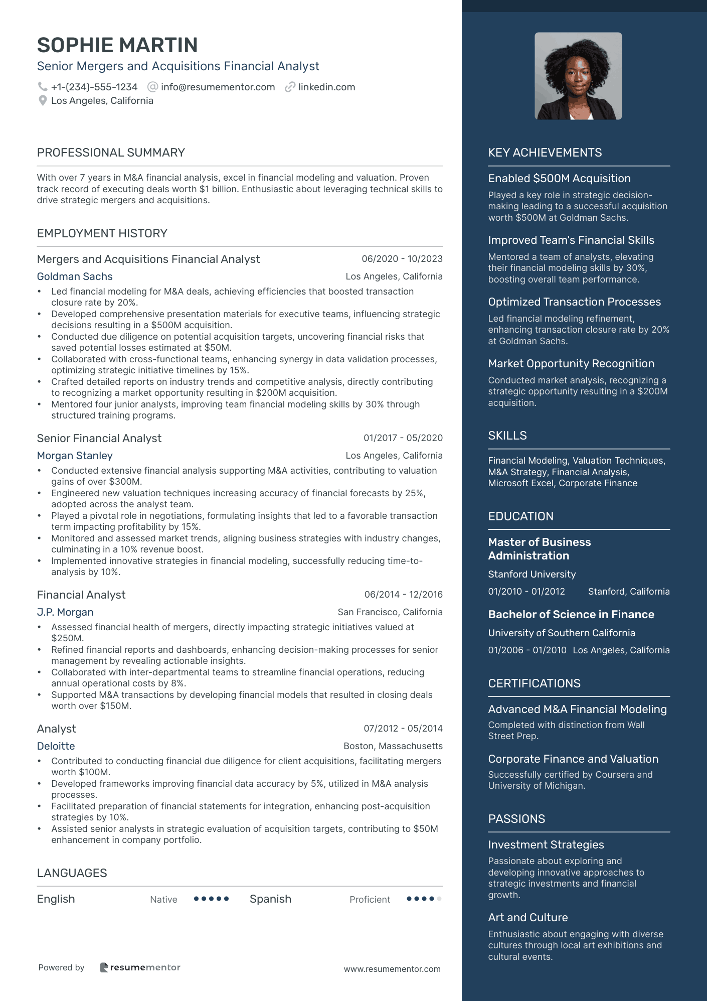 Senior Mergers and Acquisitions Financial Analyst