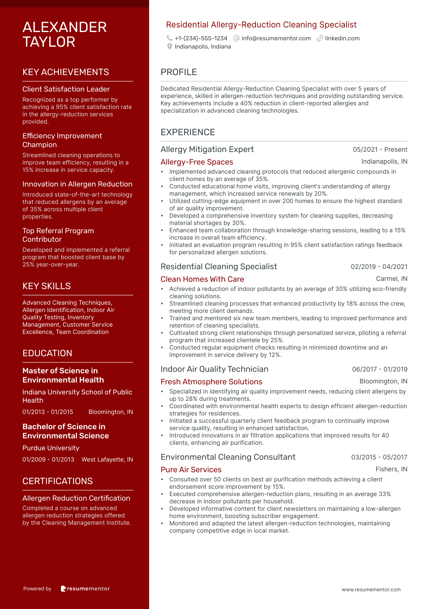 Residential Allergy Reduction Cleaning Specialist