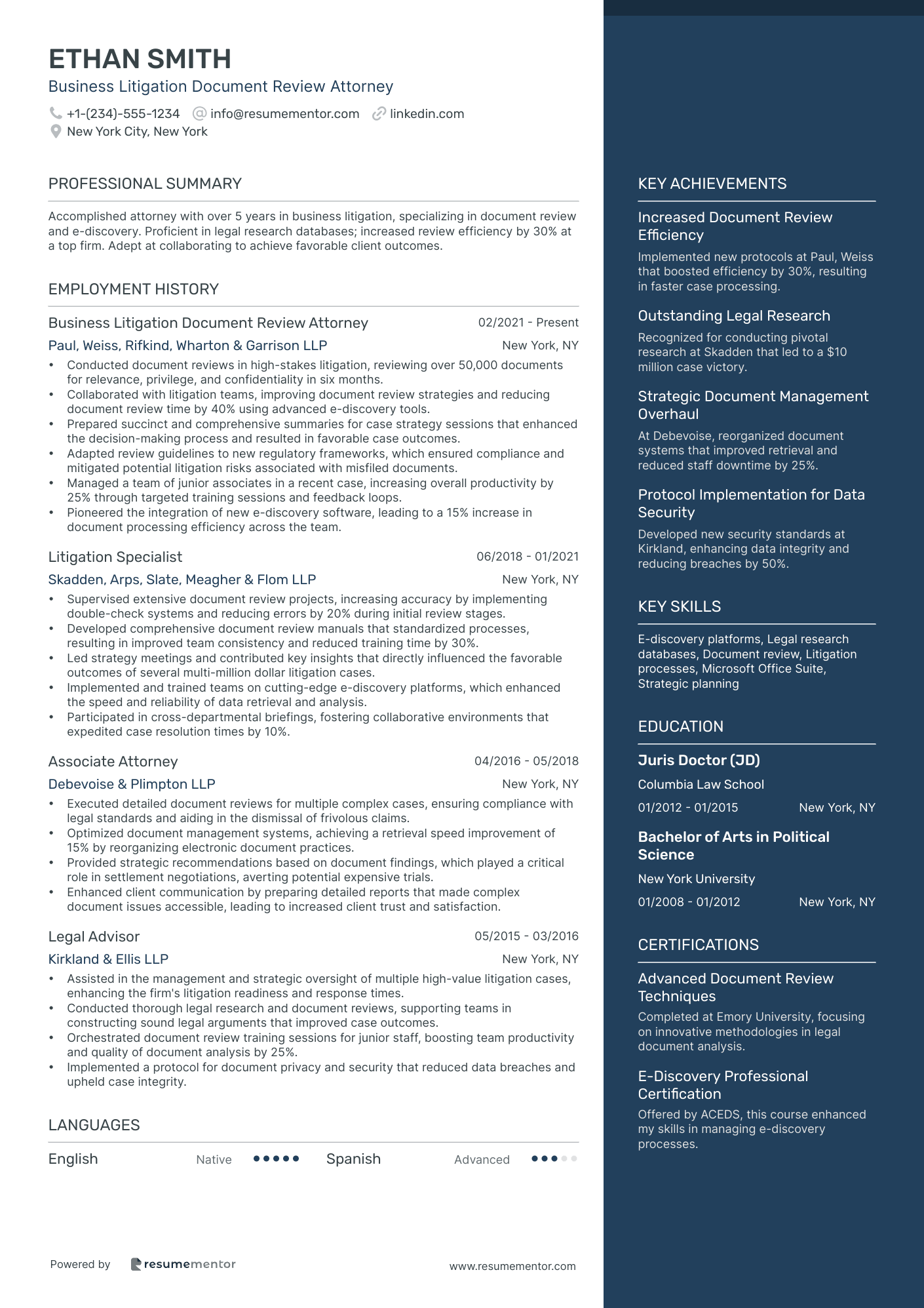 Business Litigation Document Review Attorney