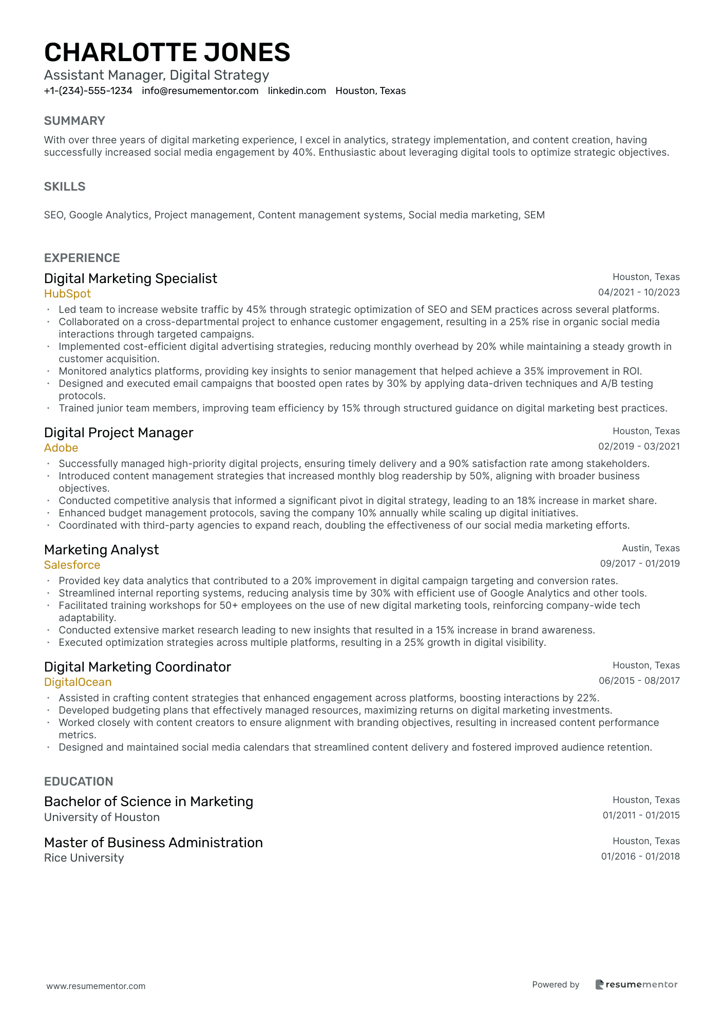 Assistant Manager, Digital Strategy