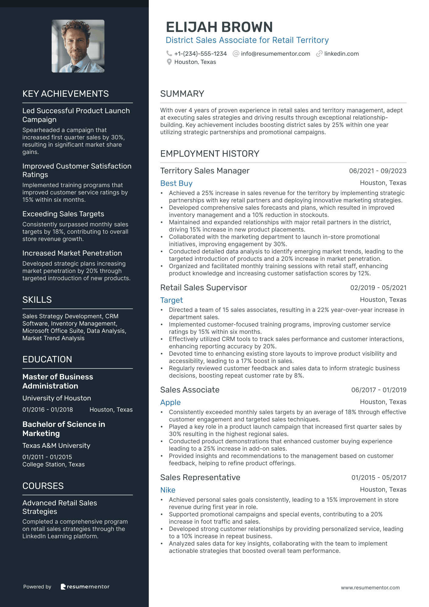 District Sales Associate for Retail Territory