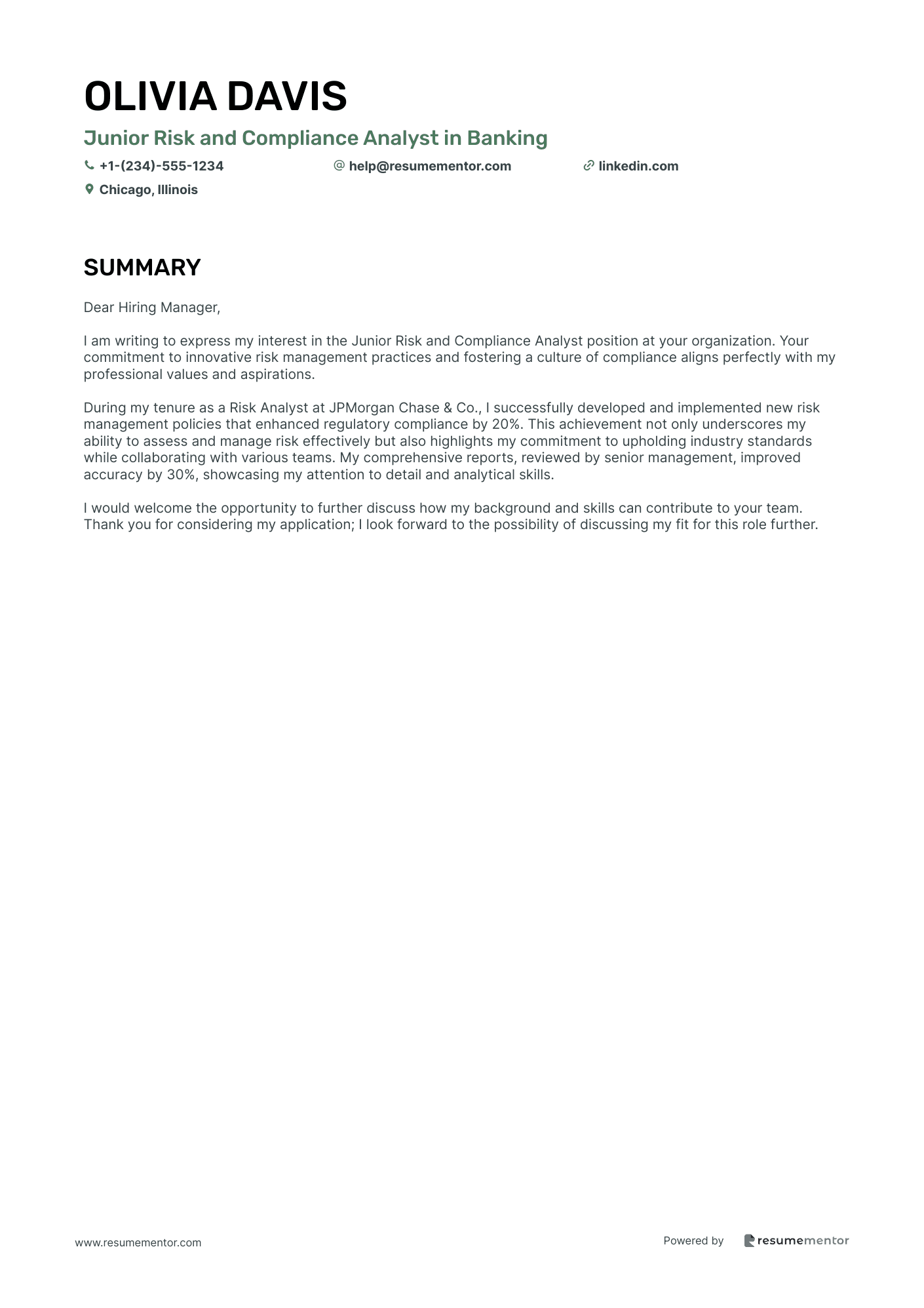 Junior Risk and Compliance Analyst in Banking
