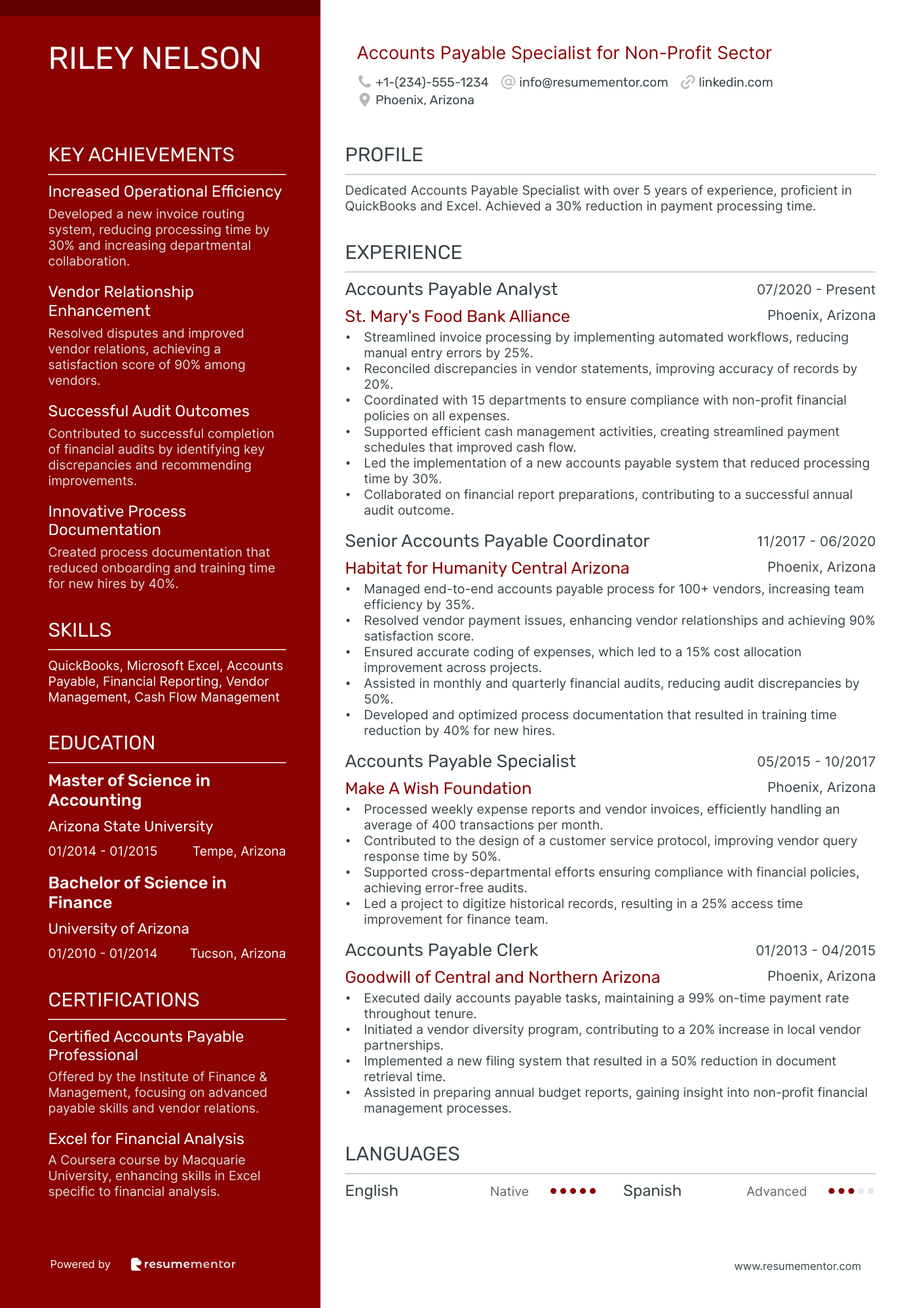 Accounts Payable Specialist for Non Profit Sector
