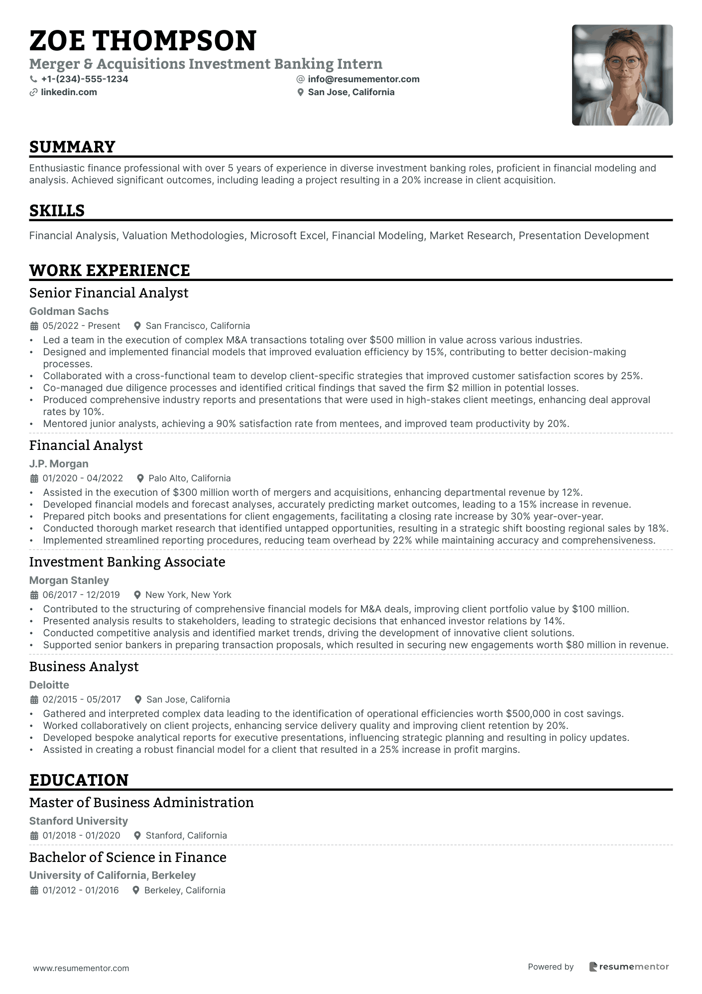 Merger & Acquisitions Investment Banking Intern