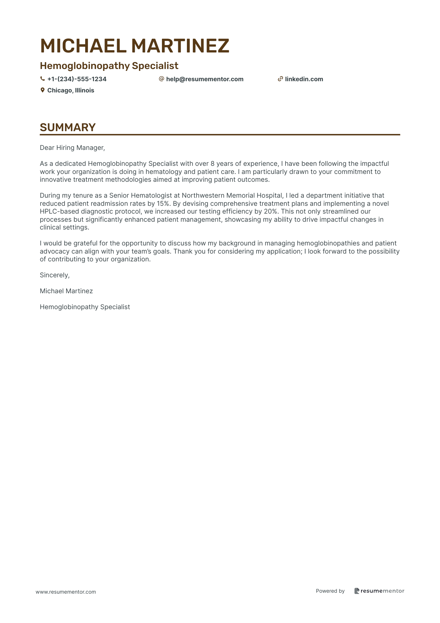 Hemoglobinopathy Specialist