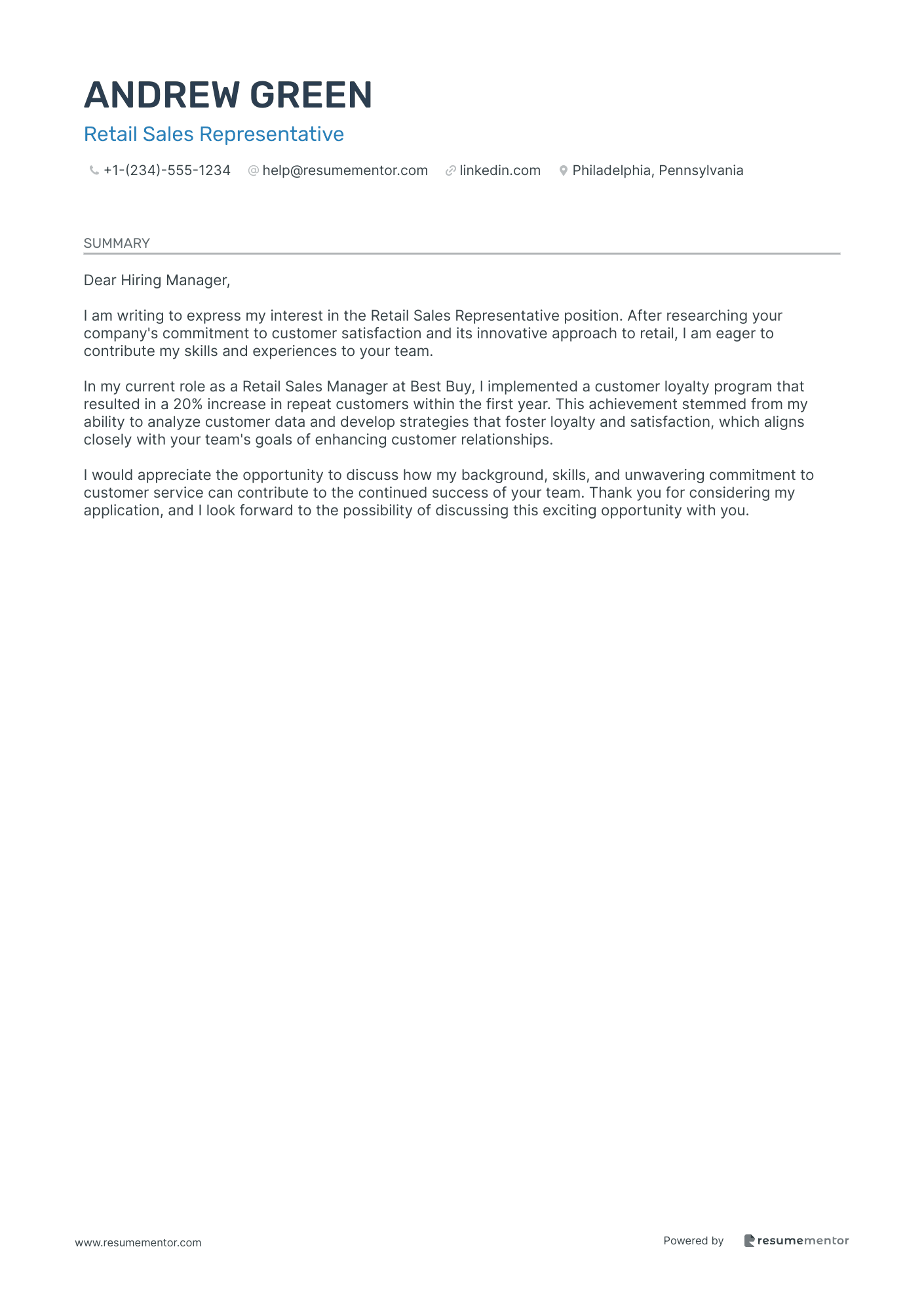 Retail Sales Representative