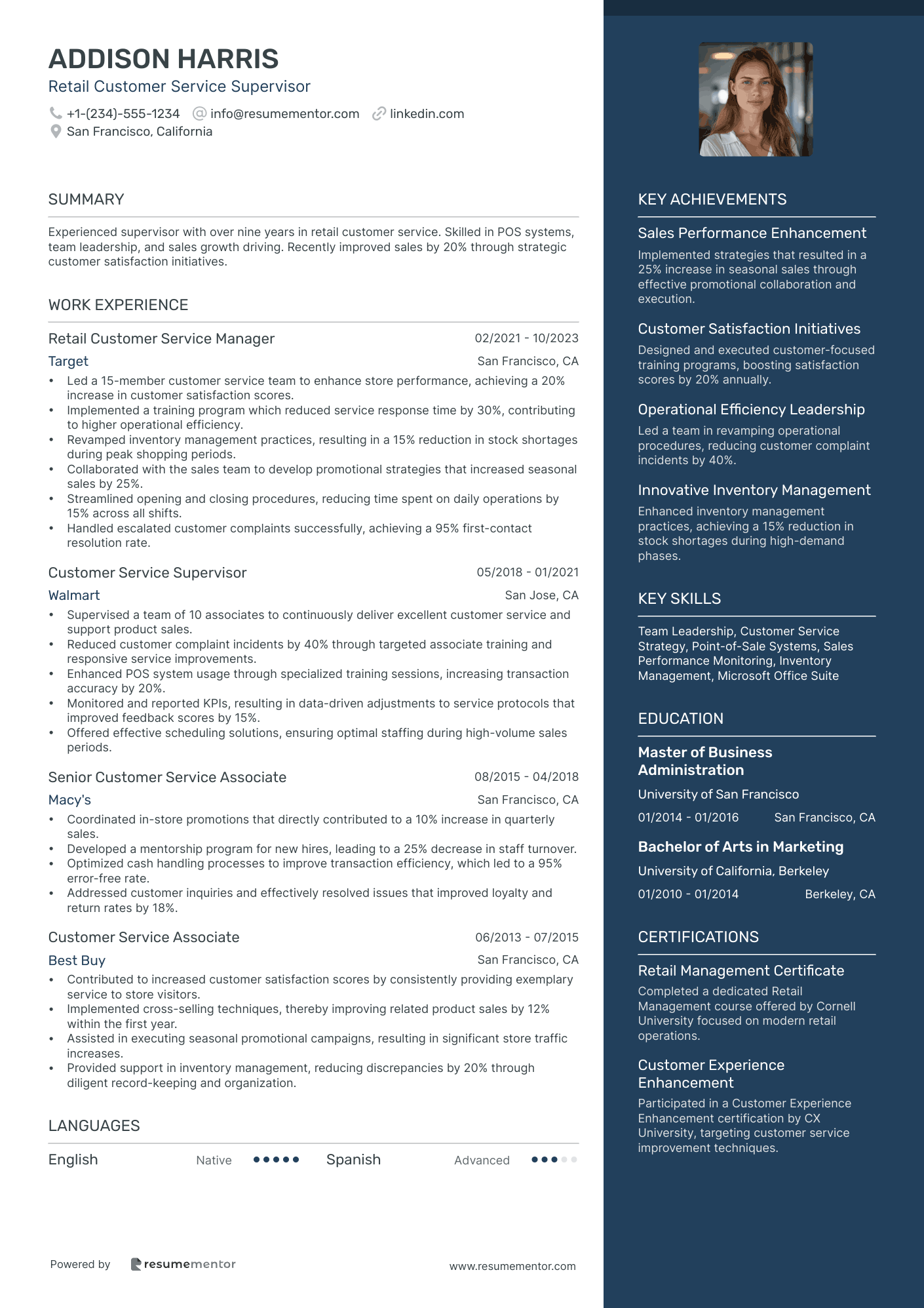 Retail Customer Service Supervisor