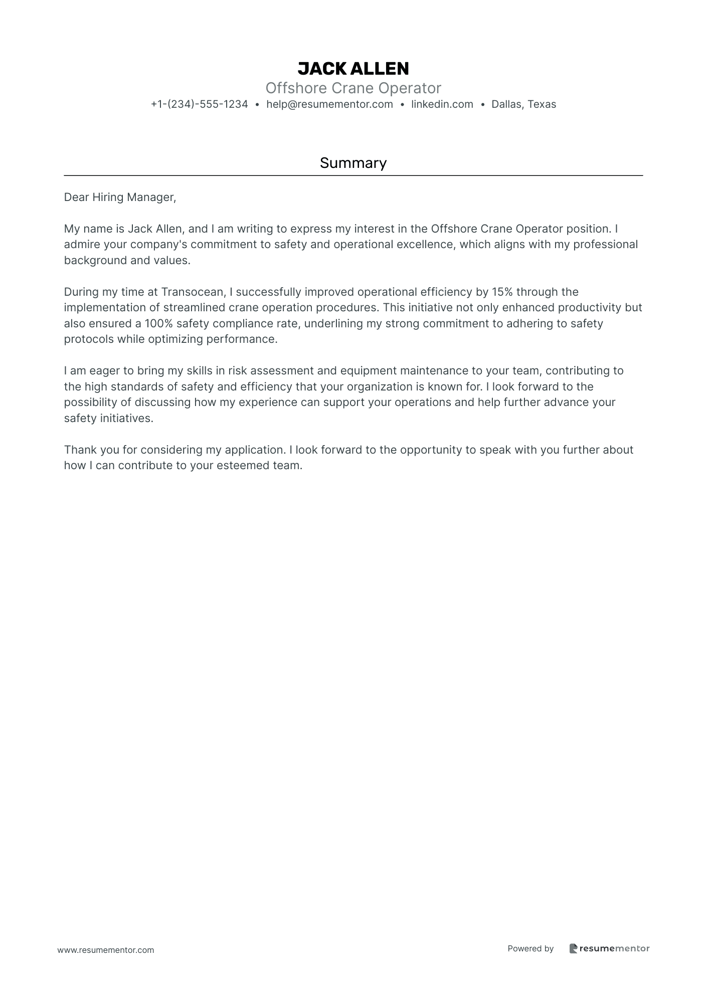 Offshore Crane Operator