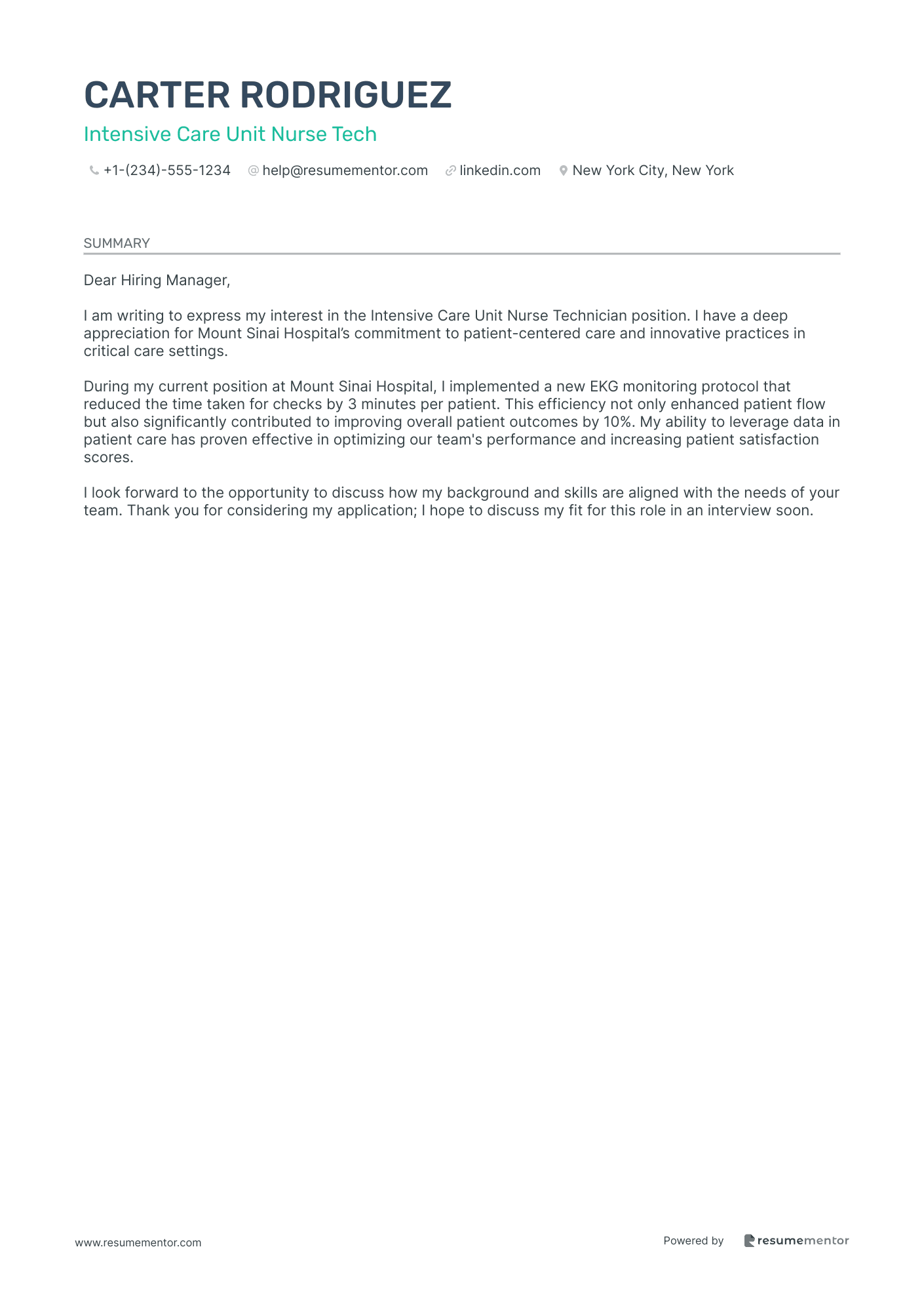Intensive Care Unit Nurse Tech