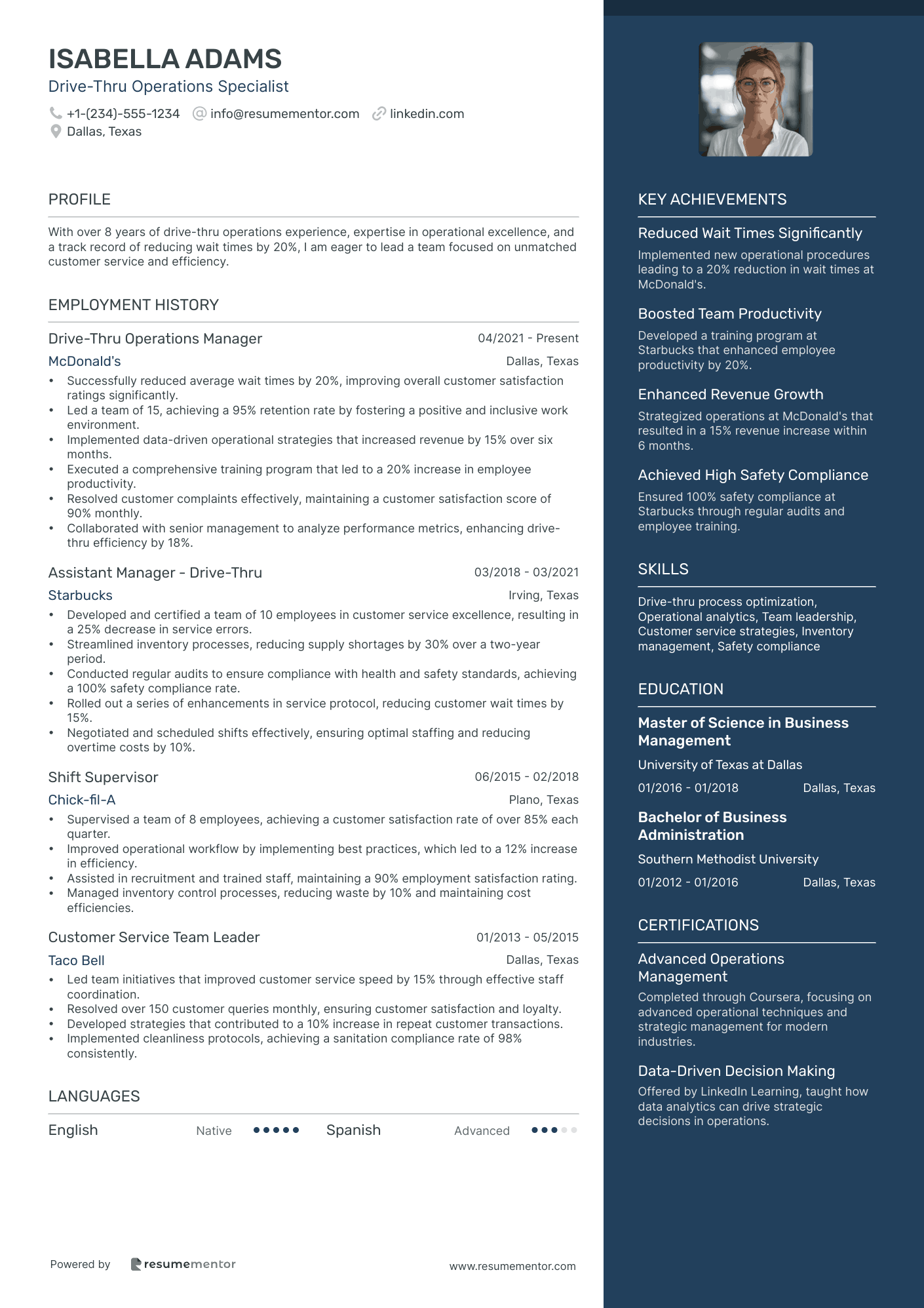 Drive Thru Operations Specialist