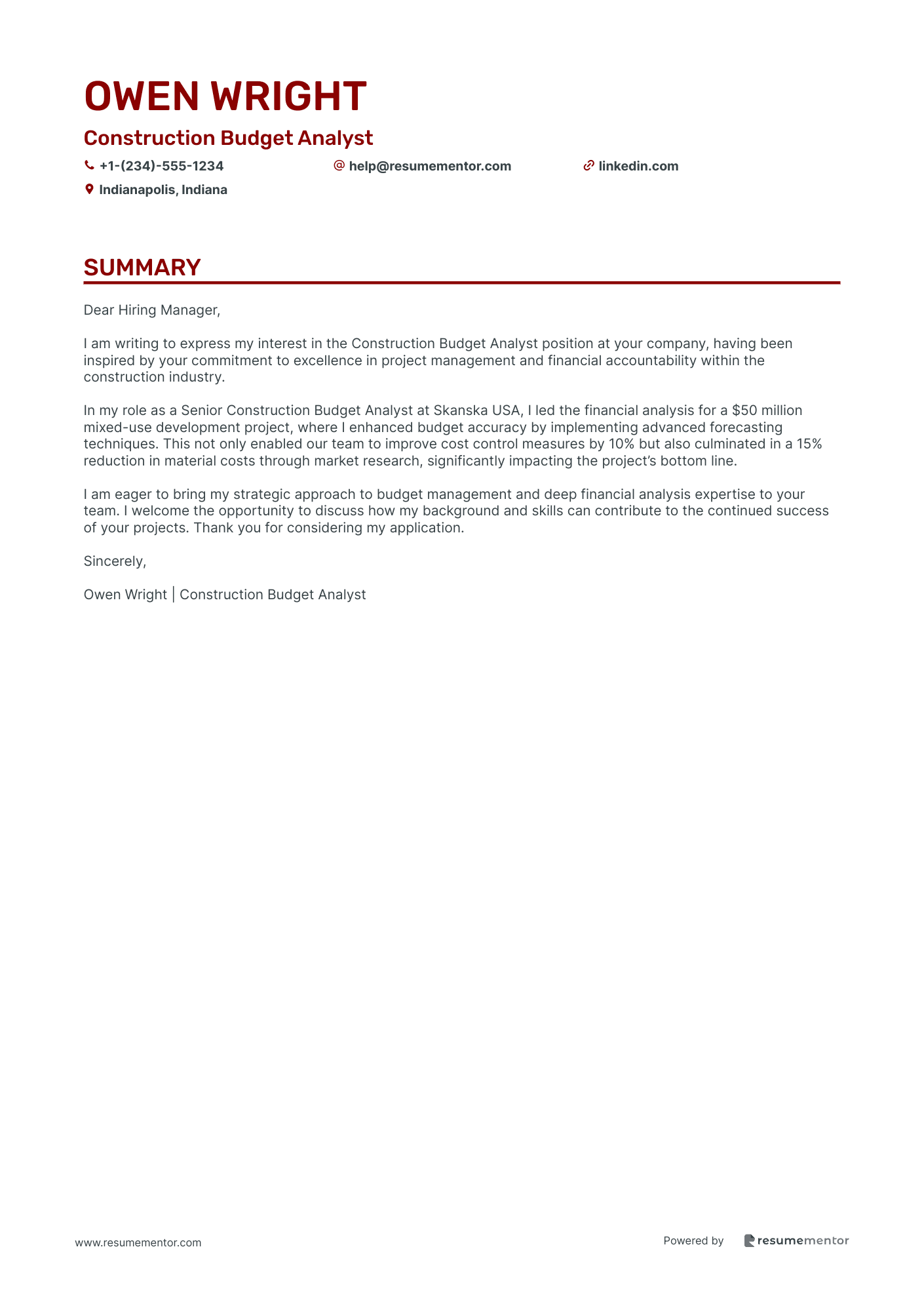 Construction Budget Analyst