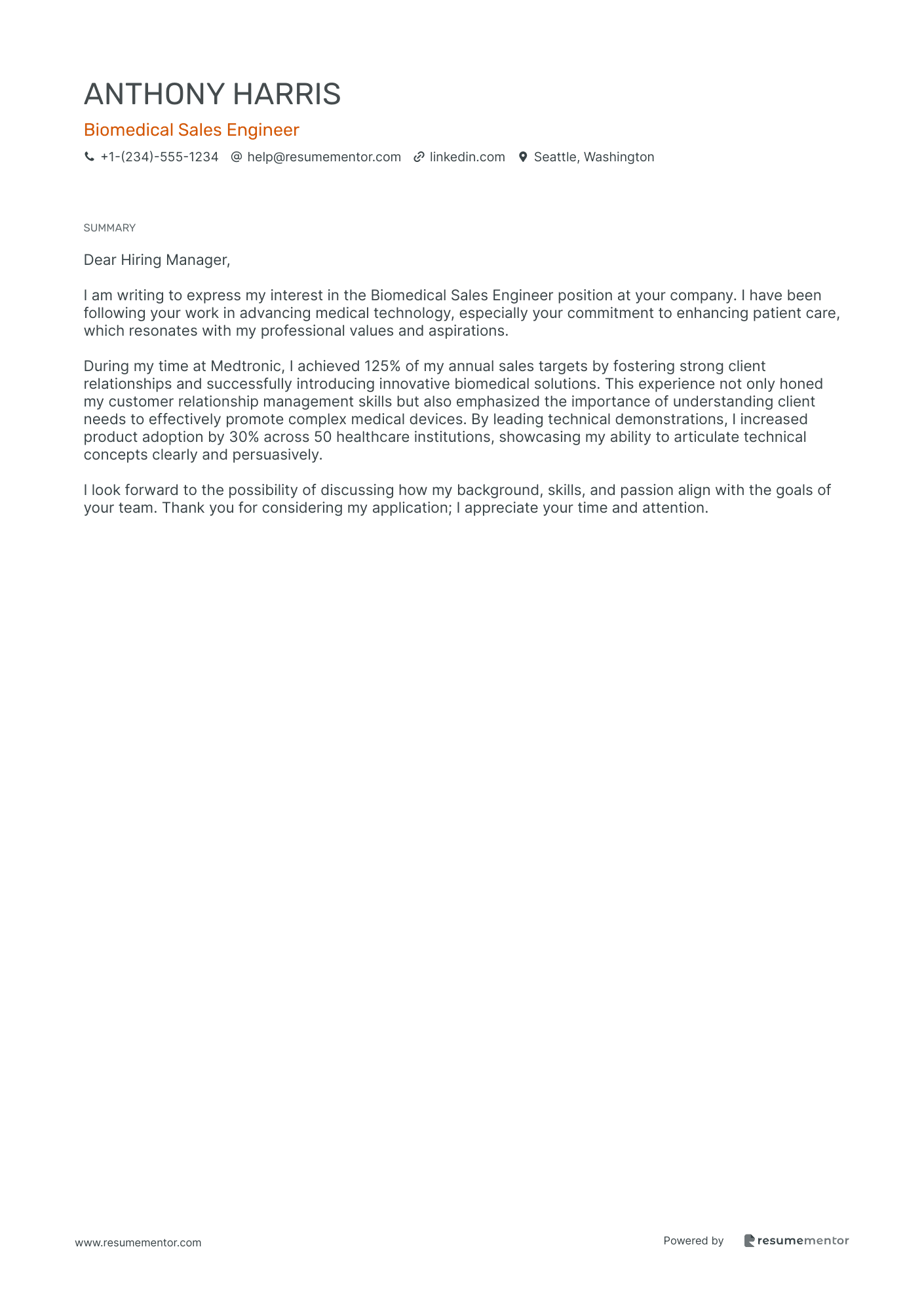 Biomedical Sales Engineer