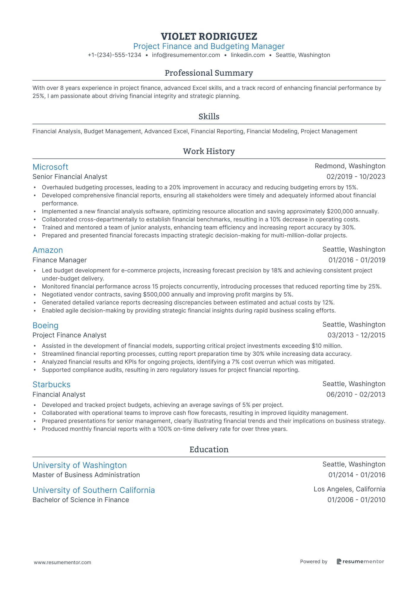 Project Finance and Budgeting Manager