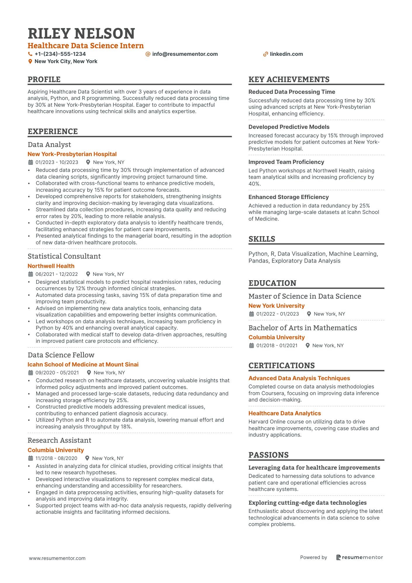 Healthcare Data Science Intern