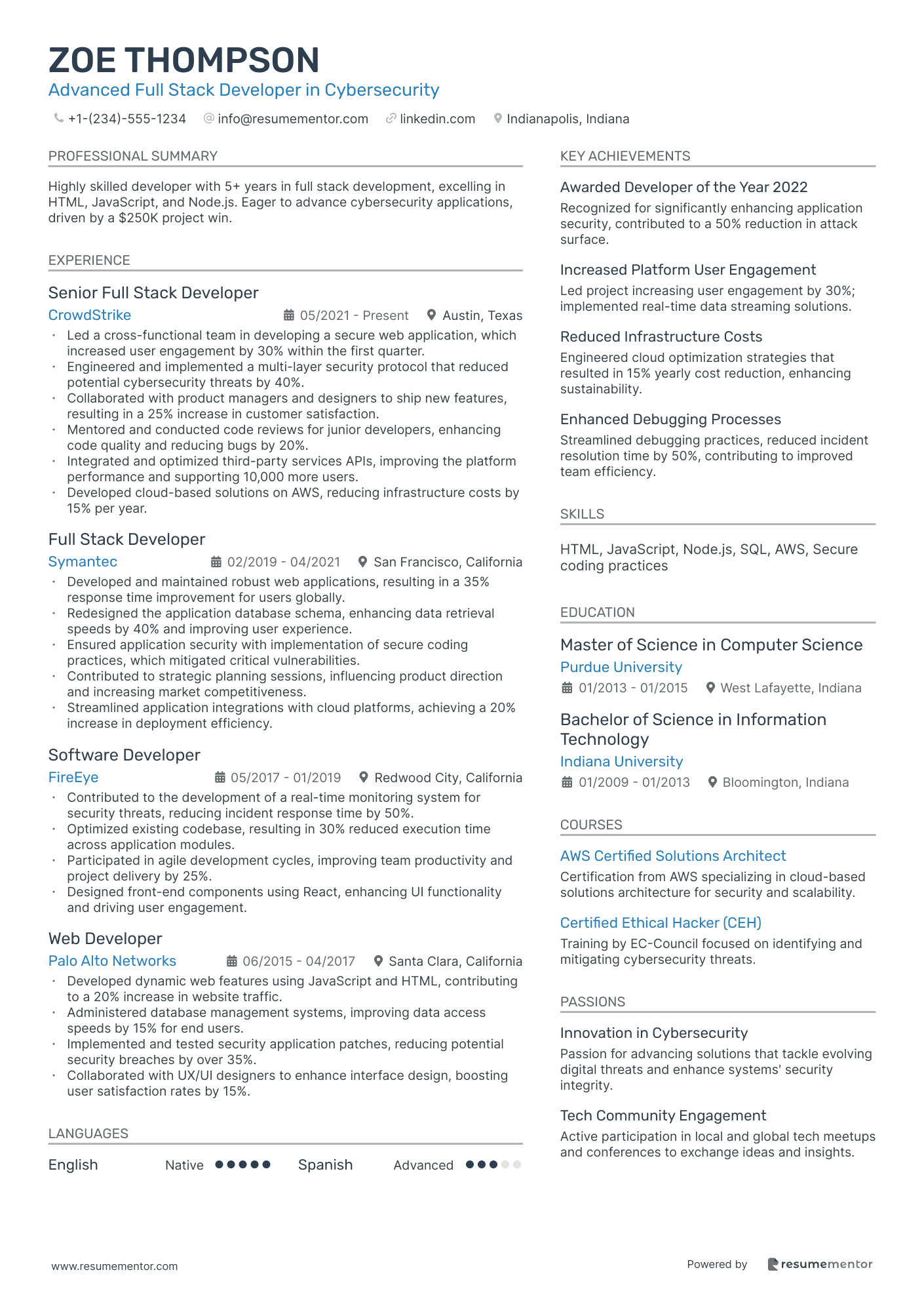 Advanced Full Stack Developer in Cybersecurity