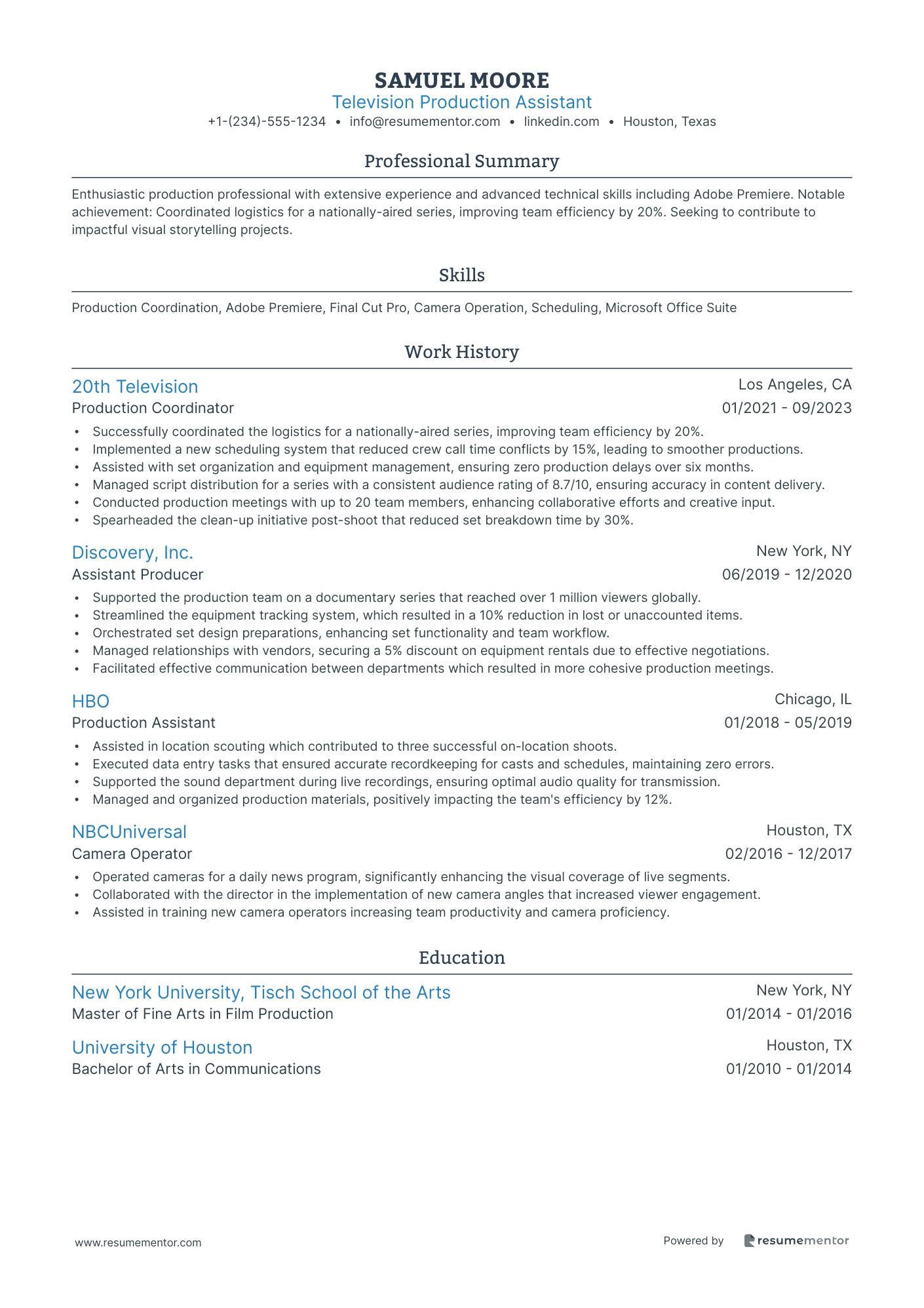 Television Production Assistant