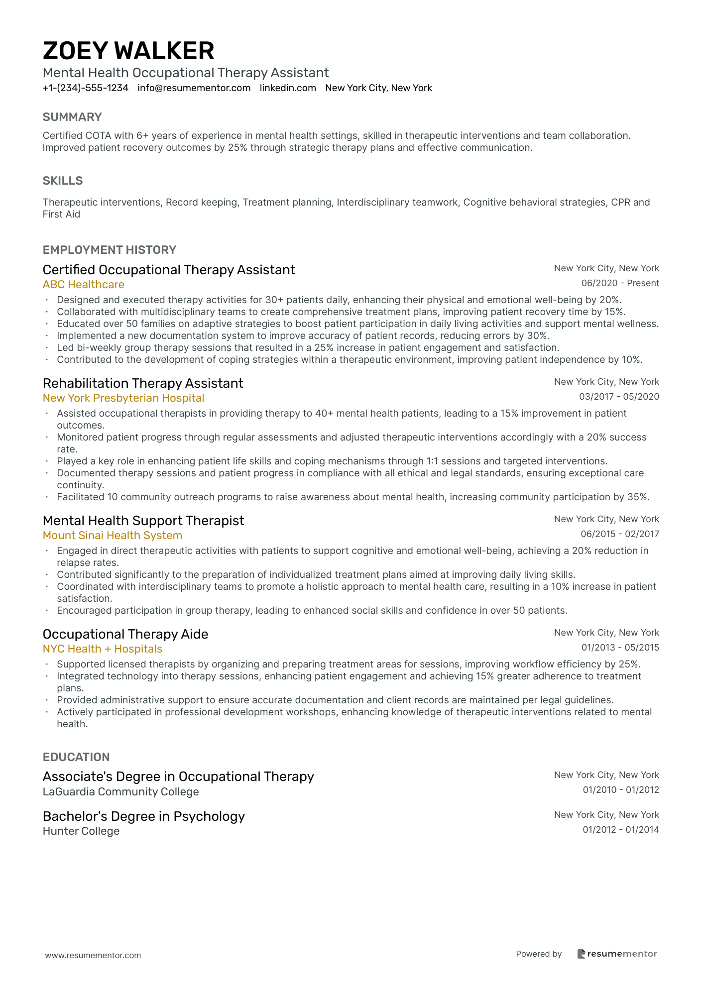 Mental Health Occupational Therapy Assistant