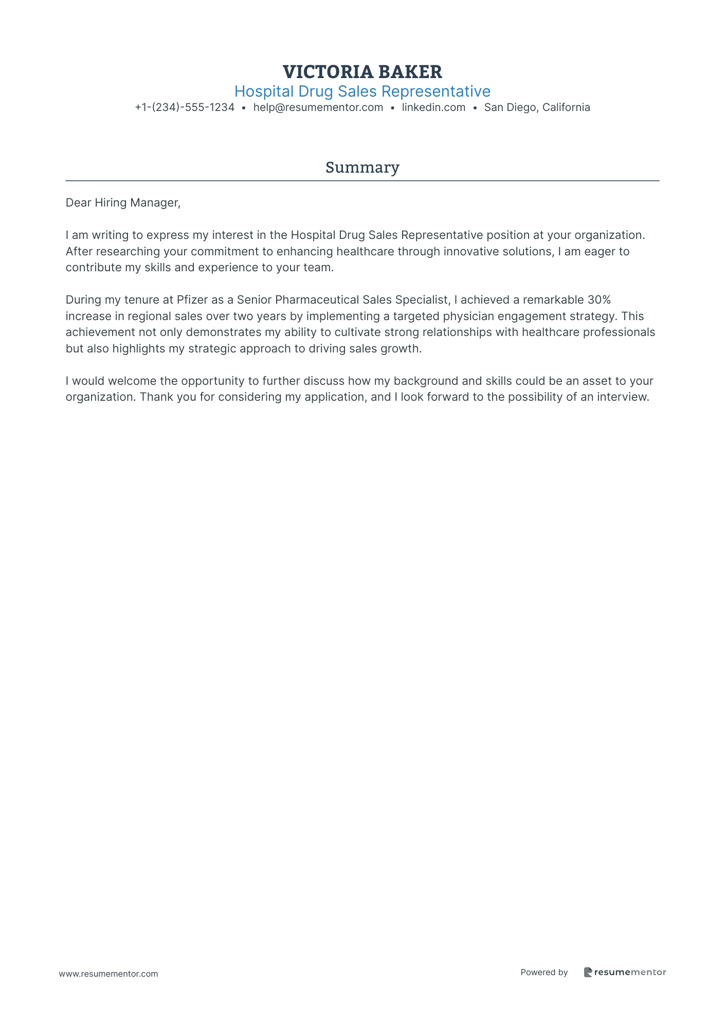 Hospital Drug Sales Representative