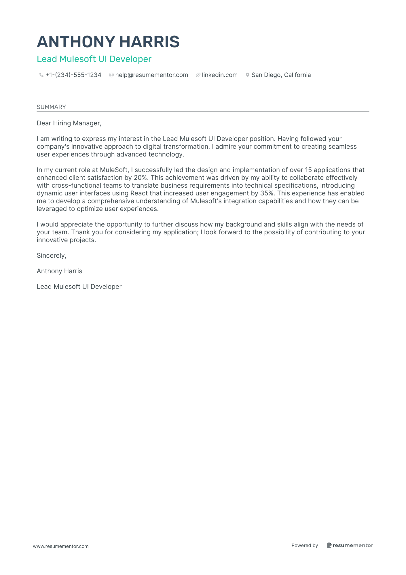 Lead Mulesoft UI Developer