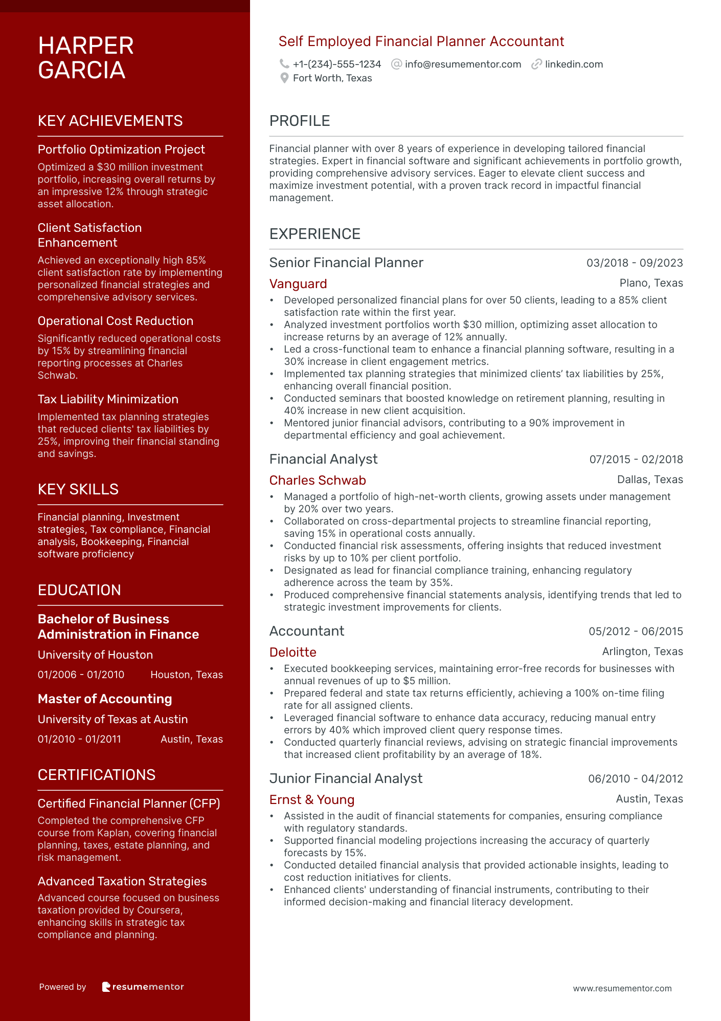 Self Employed Financial Planner Accountant