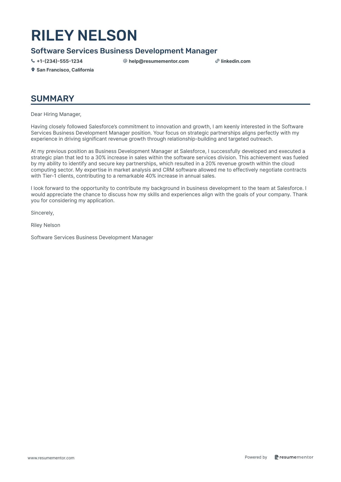 Software Services Business Development Manager