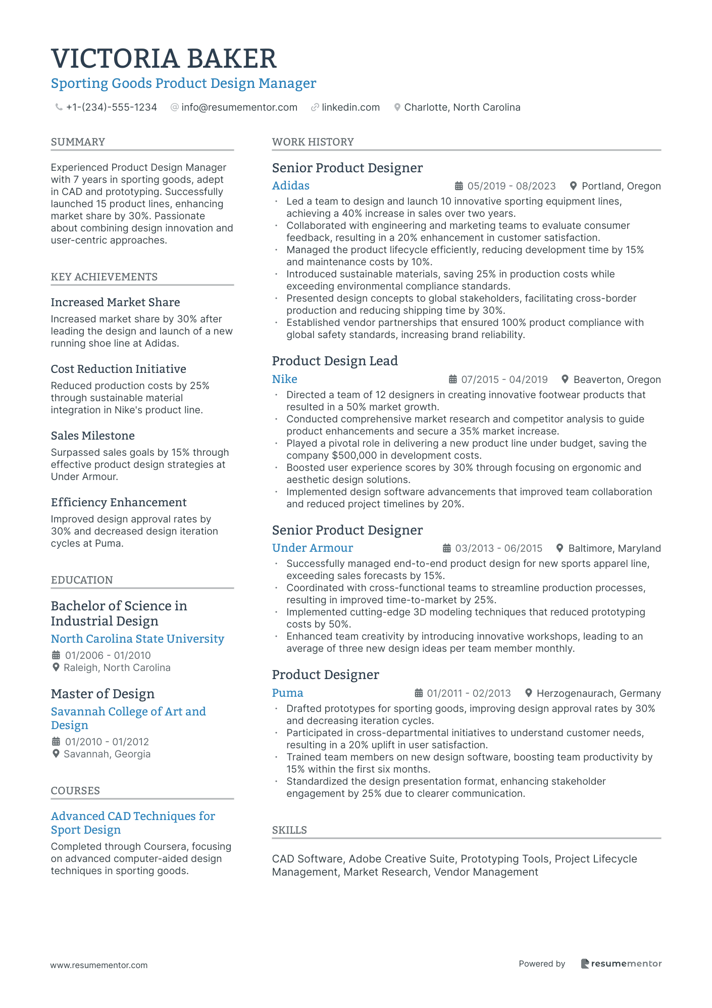 Sporting Goods Product Design Manager