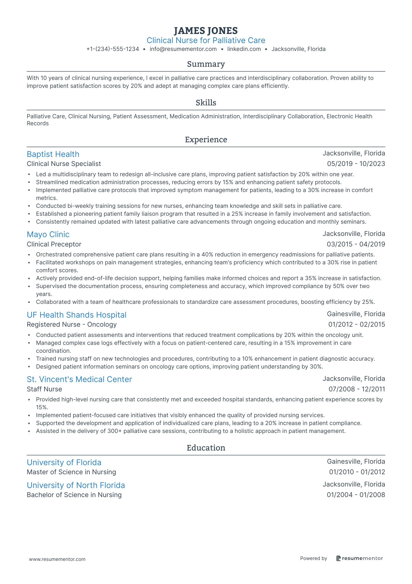 Clinical Nurse for Palliative Care