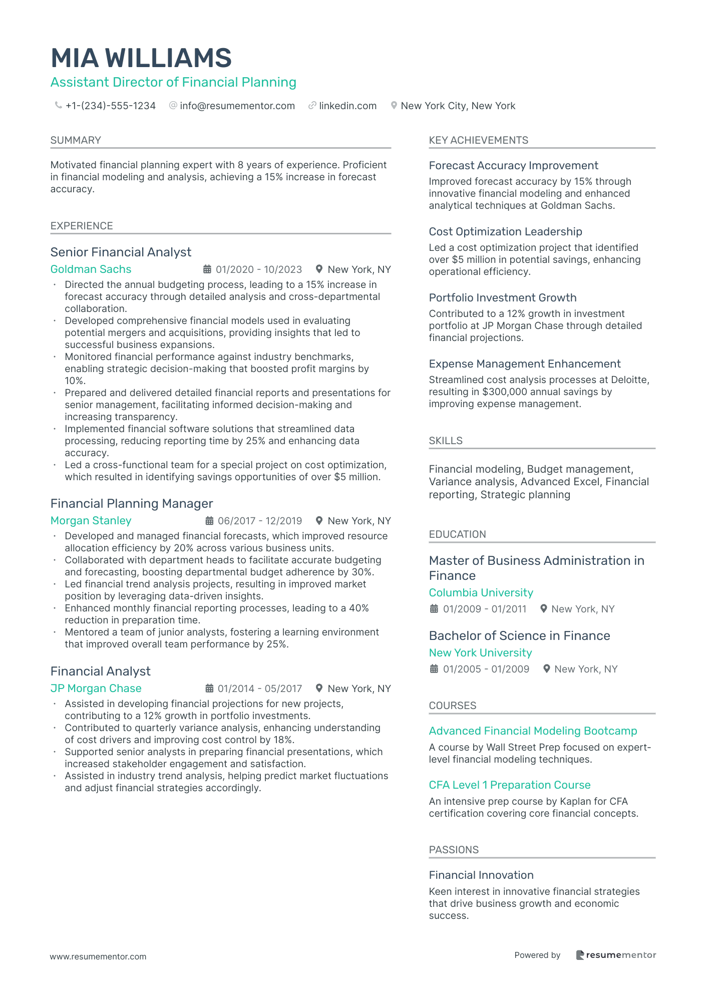 Assistant Director of Financial Planning