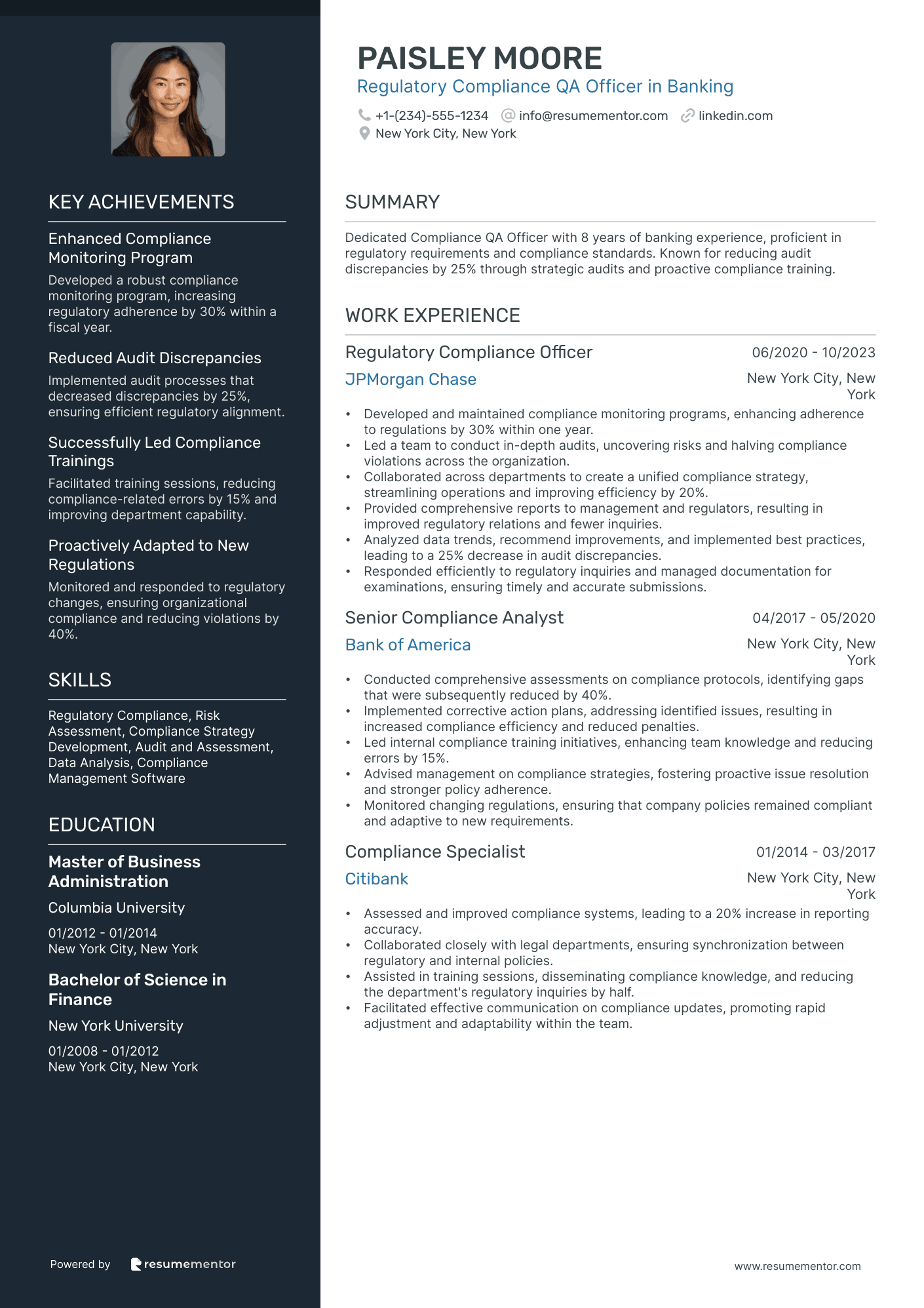 Regulatory Compliance QA Officer in Banking