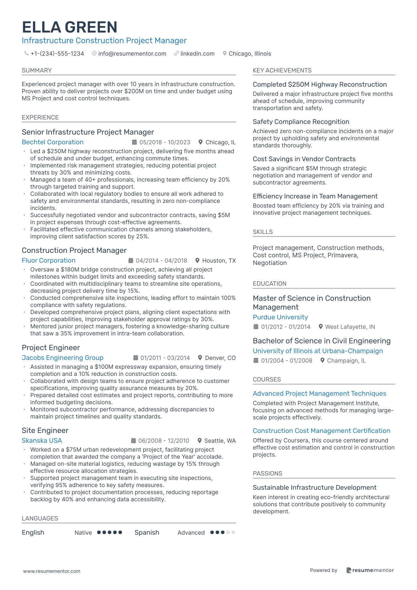 Infrastructure Construction Project Manager