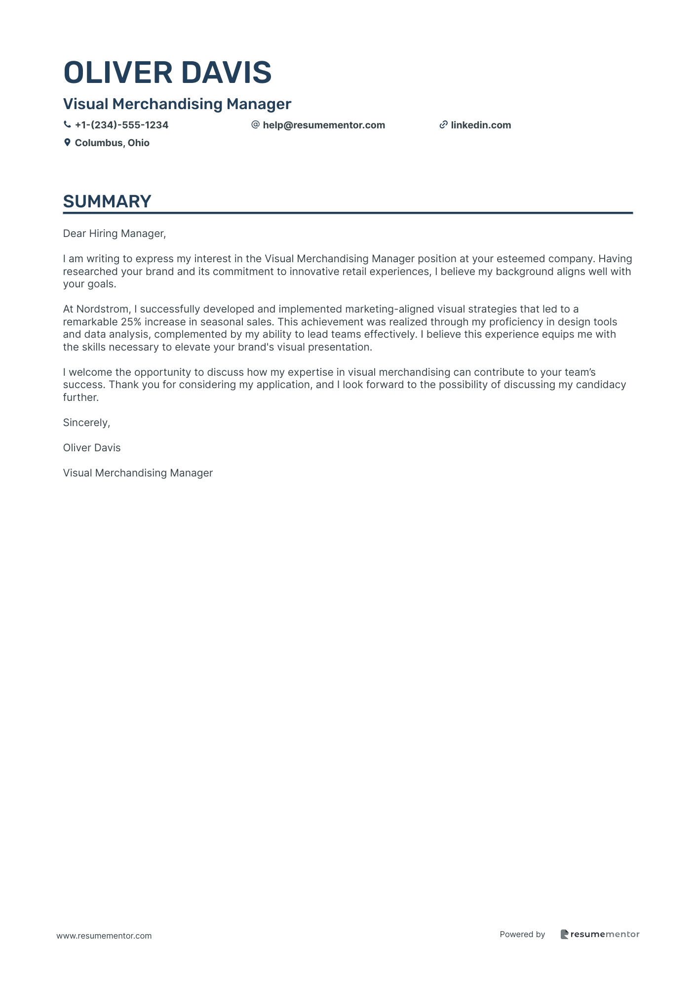Visual Merchandising Manager