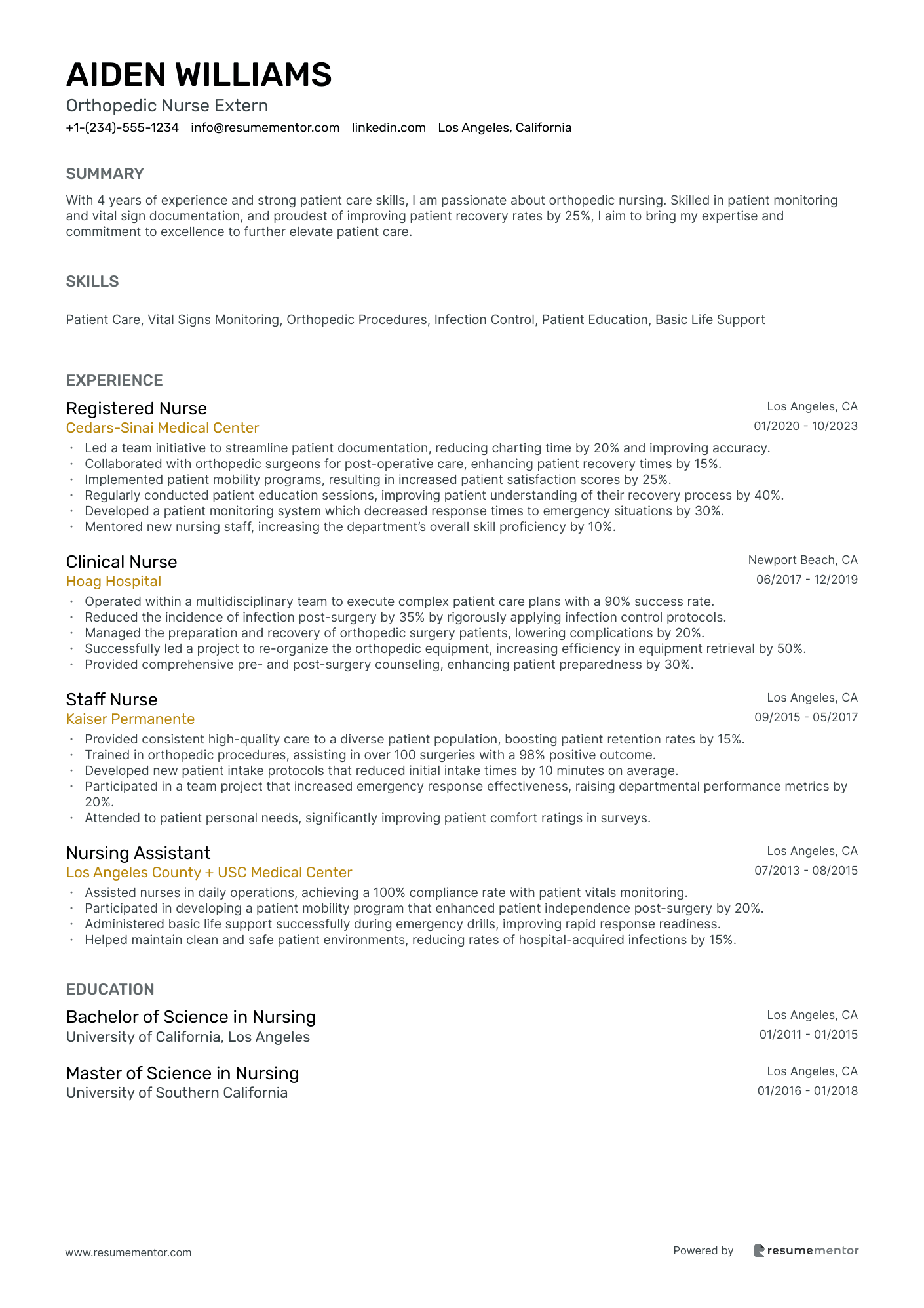 Orthopedic Nurse Extern