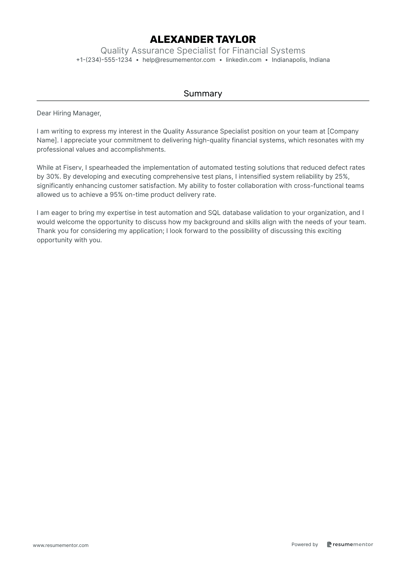 Quality Assurance Specialist for Financial Systems
