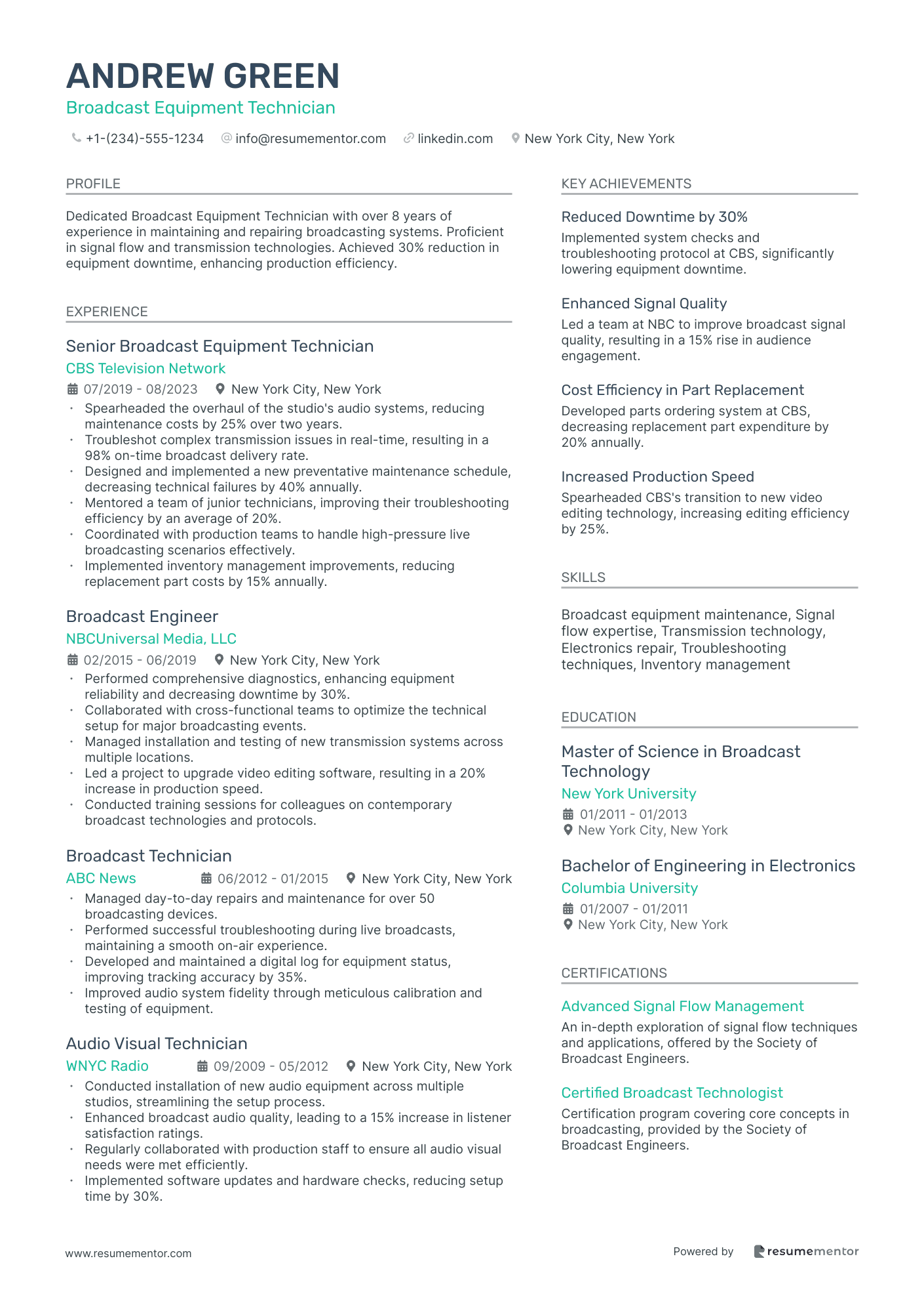 Broadcast Equipment Technician