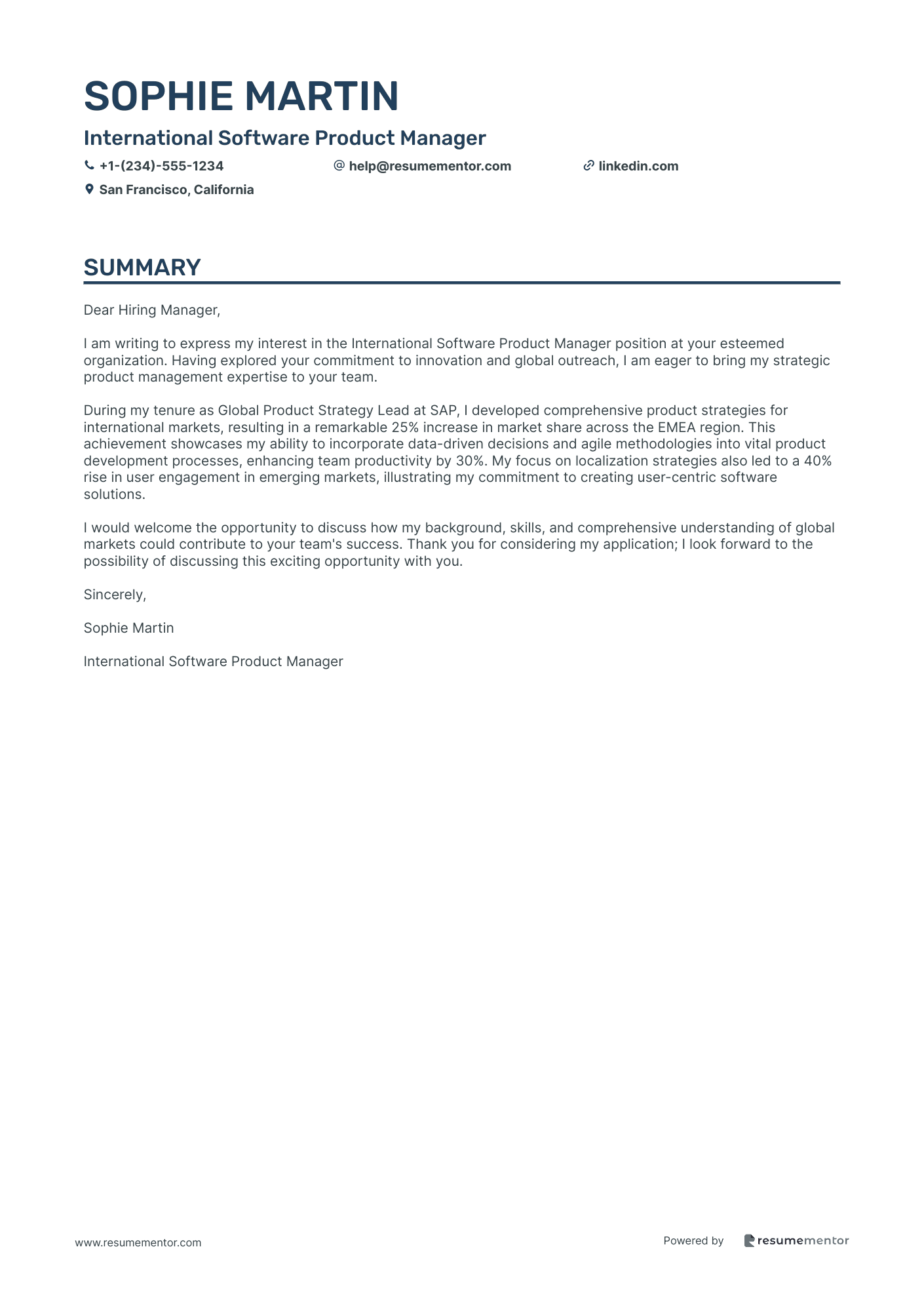 International Software Product Manager