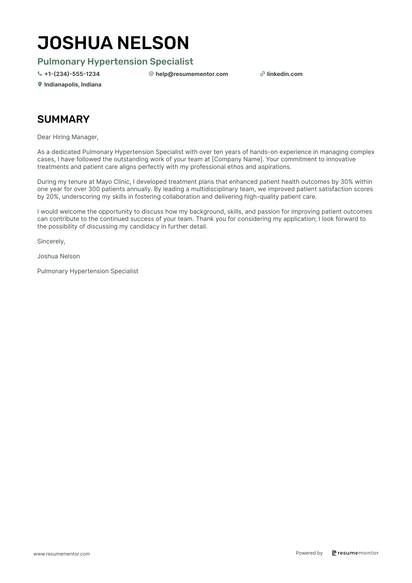 Pulmonary Hypertension Specialist