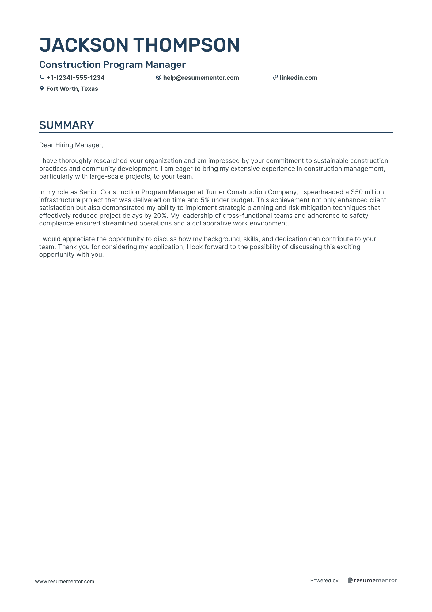 Construction Program Manager