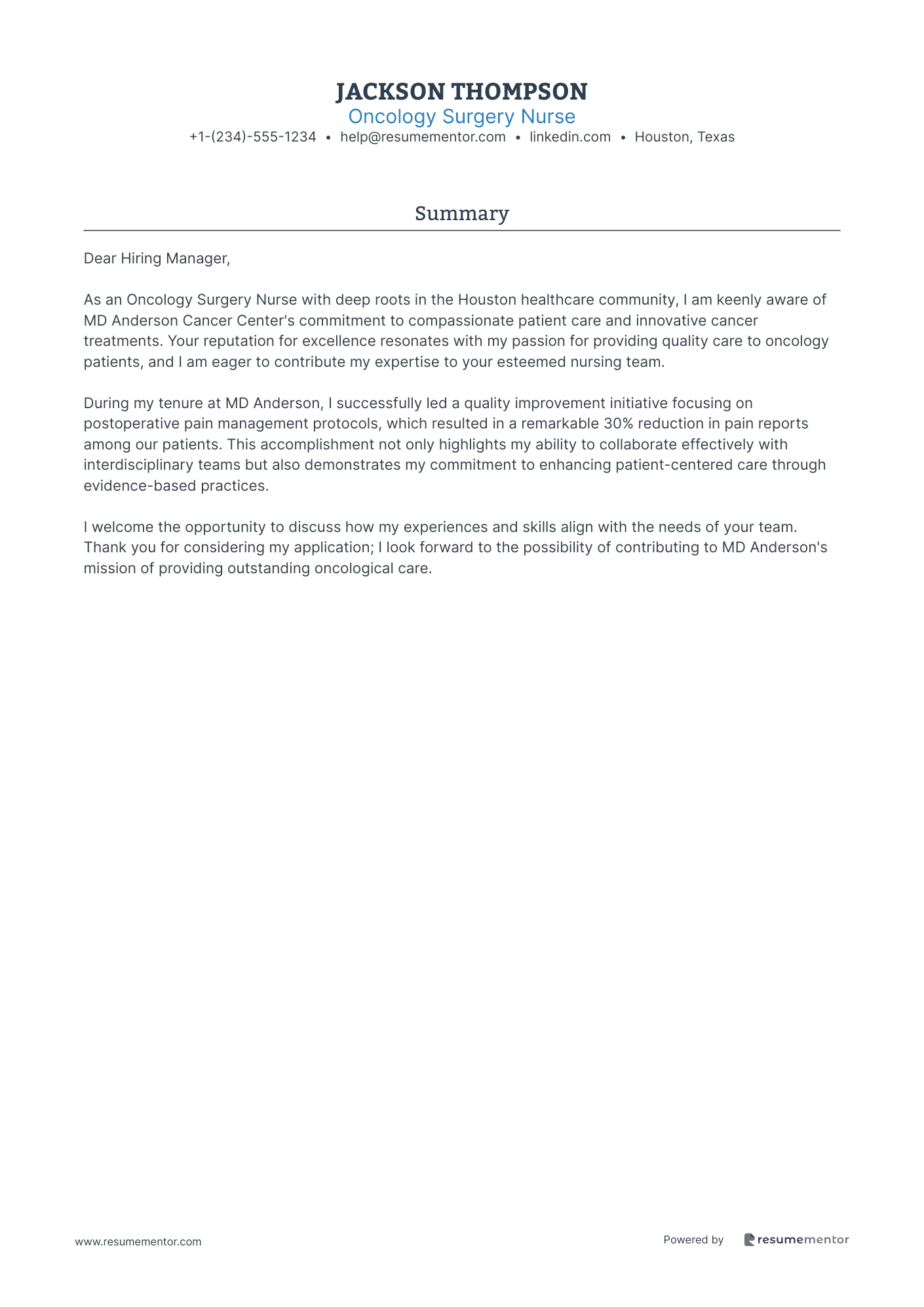 Oncology Surgery Nurse