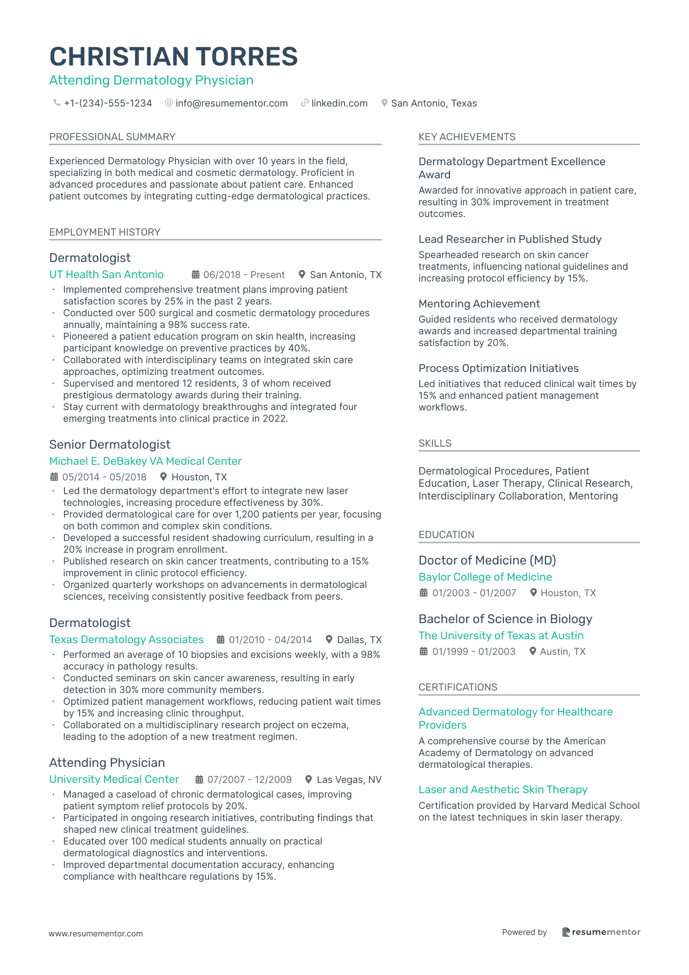 Attending Dermatology Physician