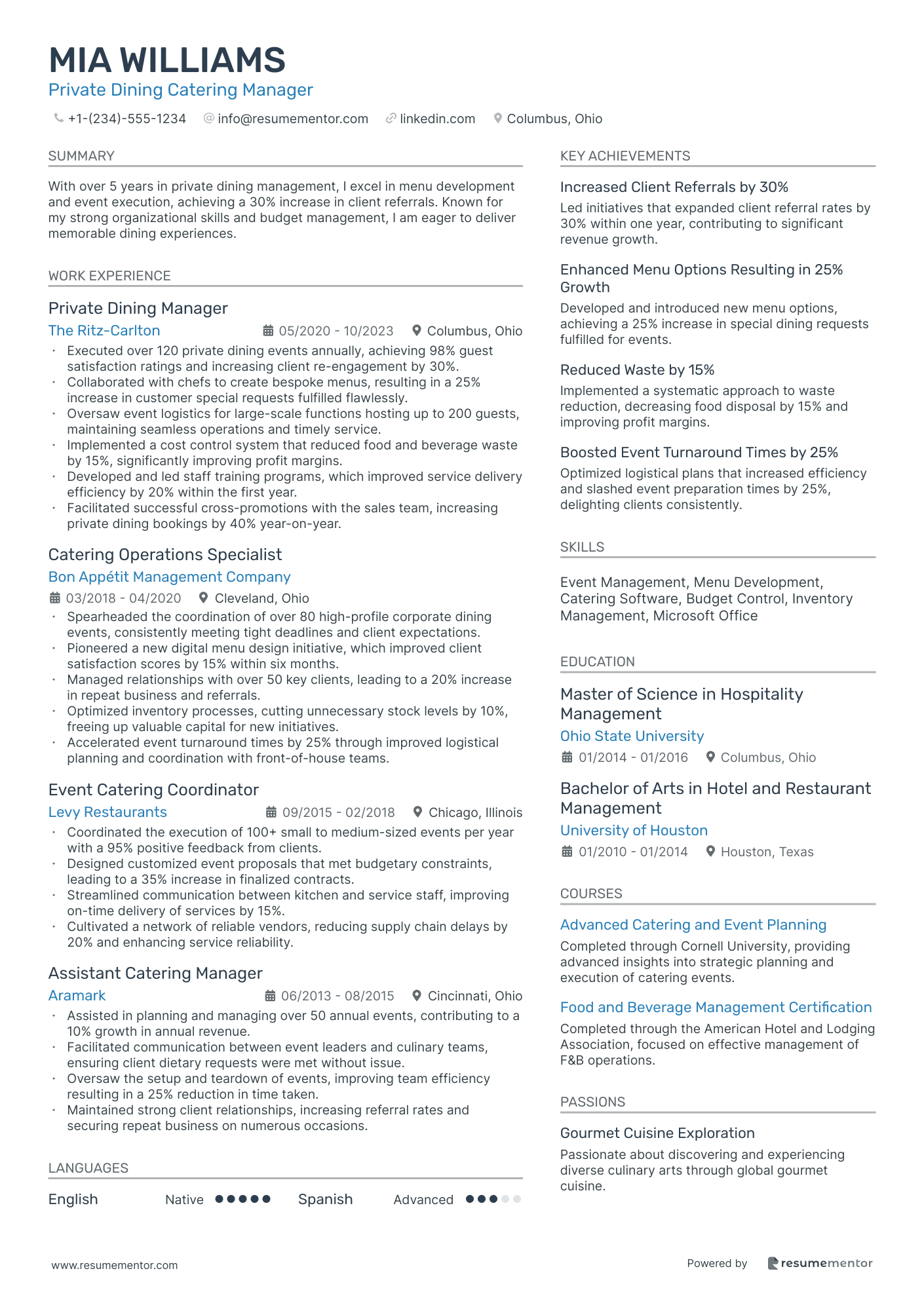 Private Dining Catering Manager